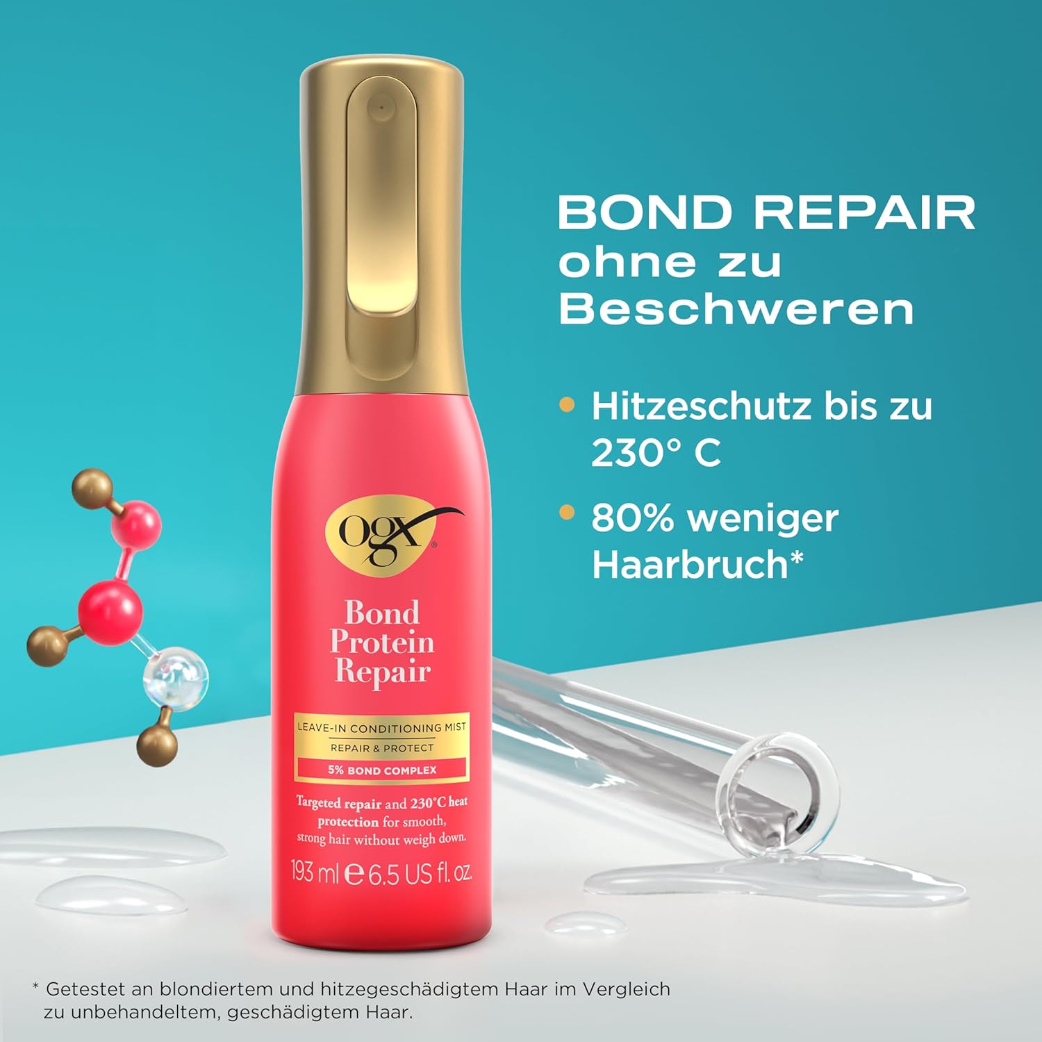 Detalle de OGX Repair and Protect Bond Protein Repair Leave-in Conditioner – Leave-in Haarpflege mit Hitze-Schutzt up to 230°C
