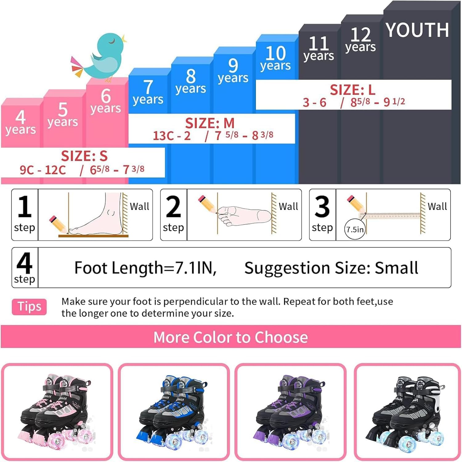 Thumbnail 4 de MammyGol Adjustable Kids Quad Skates with Light Up Wheels