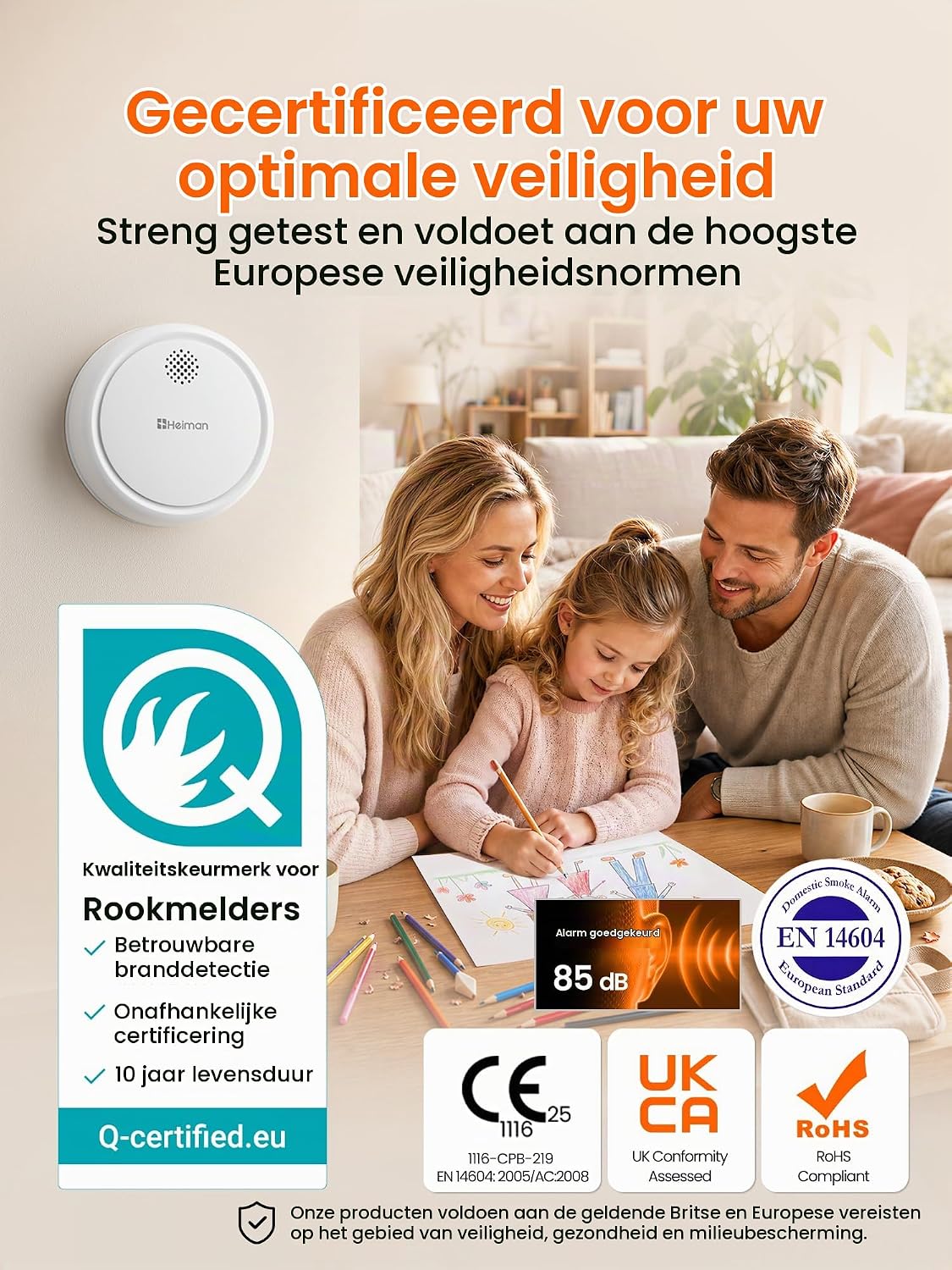 Detalle 2 de HEIMAN HM2SA-3S-T rookmelder met 10 jaar batterij en foto-elektrische sensor