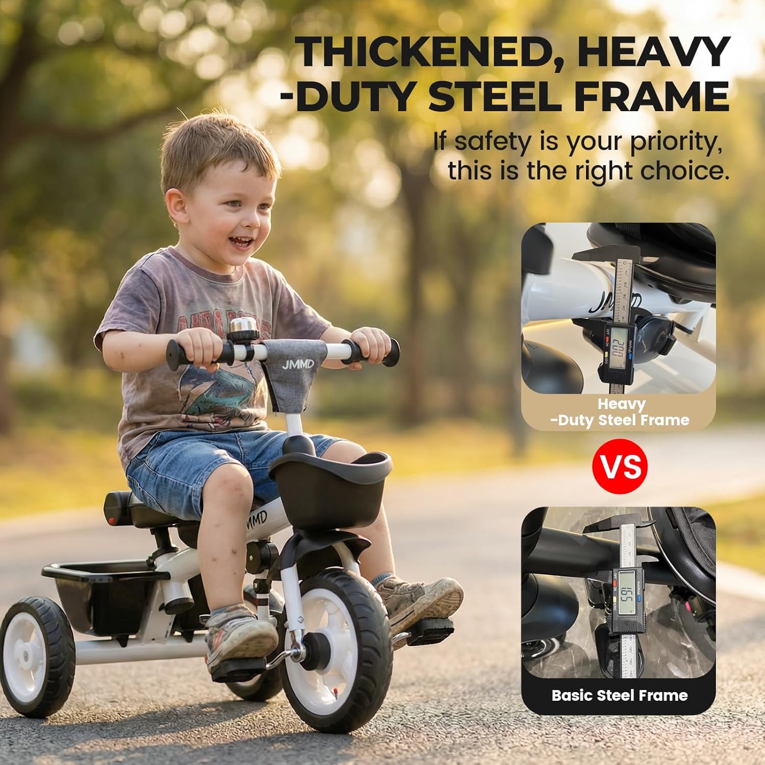 Thumbnail 4 de JMMD 7 in 1 Tricycle Stroller with Push Handle, 360° Swivel Seat, Canopy & Dual Brakes (Gray)