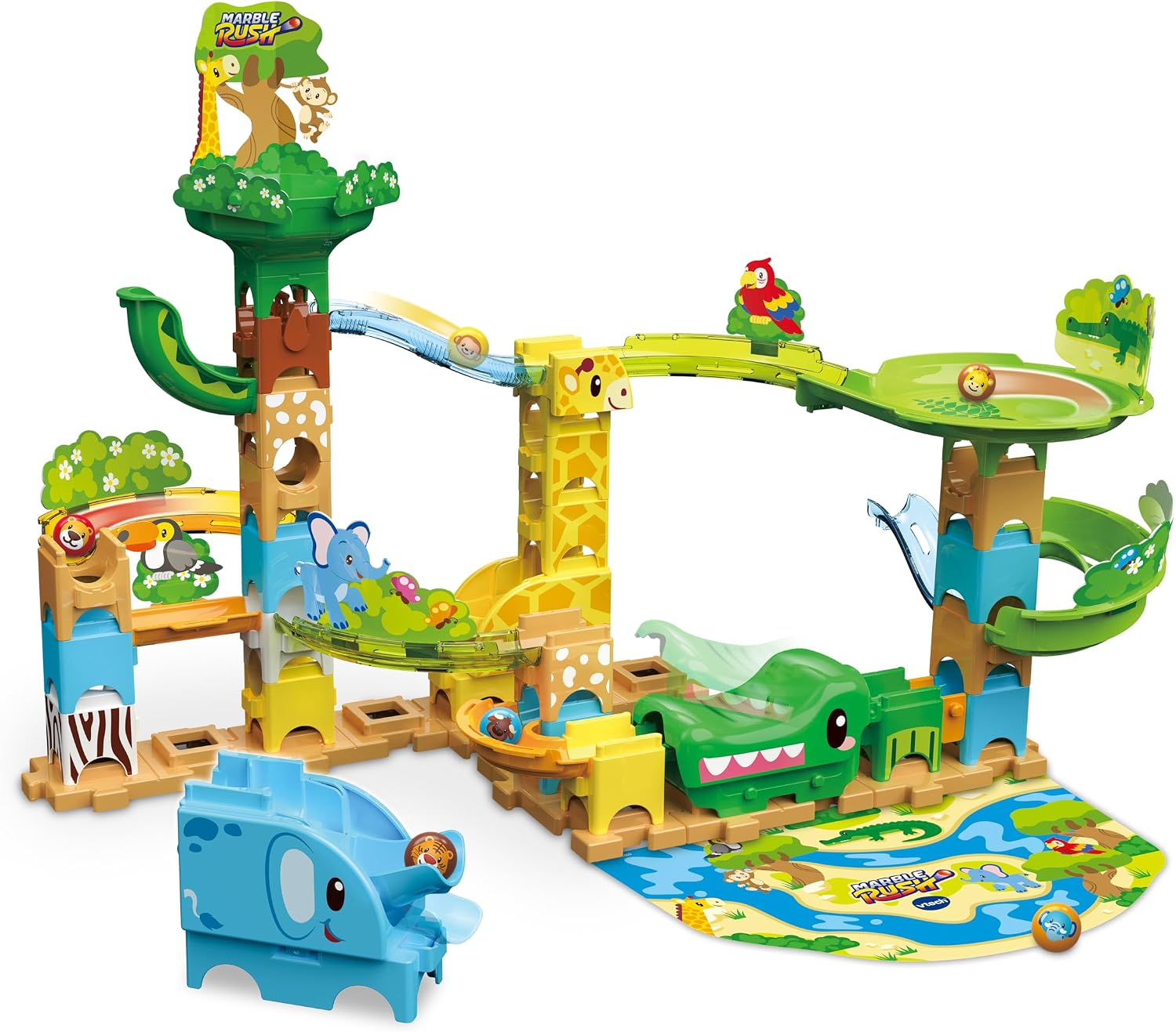Detalle de VTech Marble Rush Safari Slides: a cheerful, expandable play set for curious juniors
