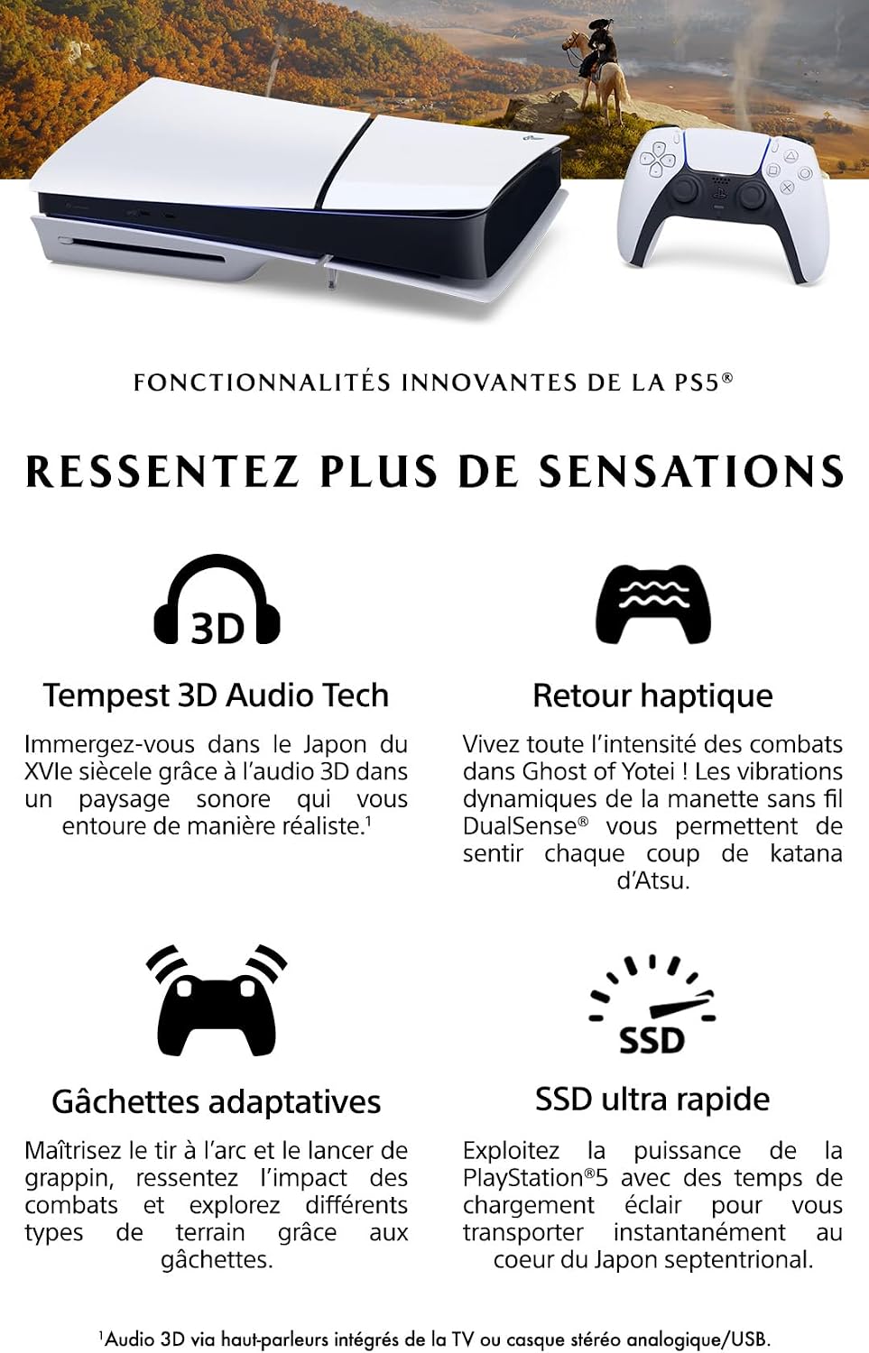 Detalle de Ghost of Yōtei sur PS5 Pro – Version physique (CD) en français