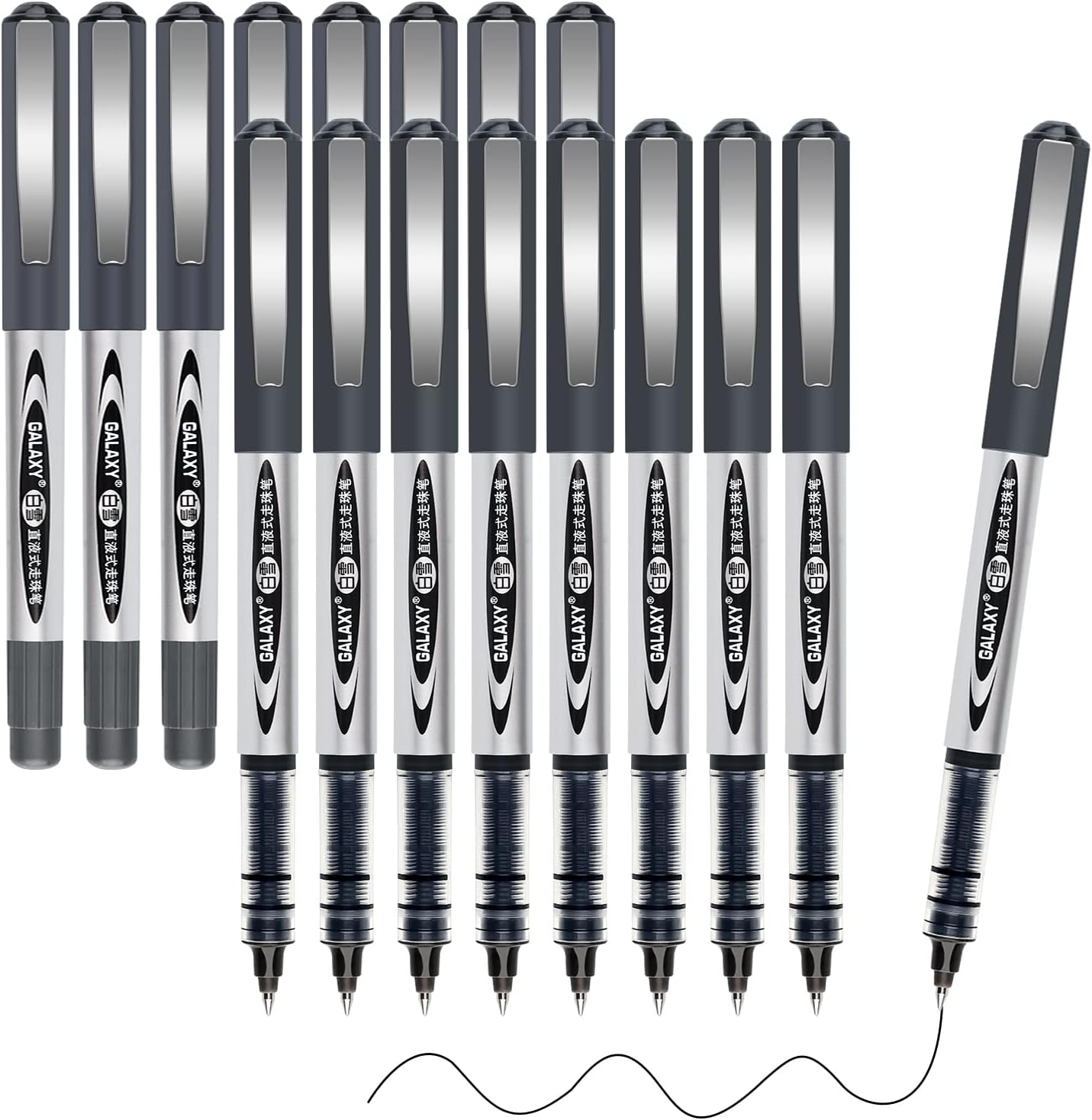 Thumbnail 6 de Gelanty Rollerball Pens (24 pack) Black liquid ink quick-drying 0.5 mm