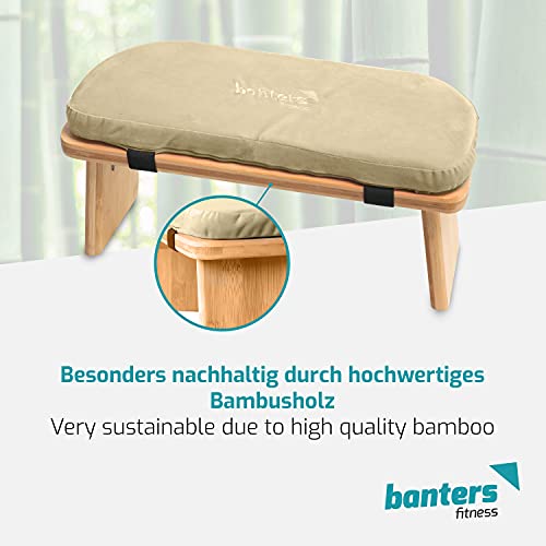 Detalle de banters Meditationsbank aus Bambus Holz – faltbarer Meditationshocker mit Kissen, Sandfarben