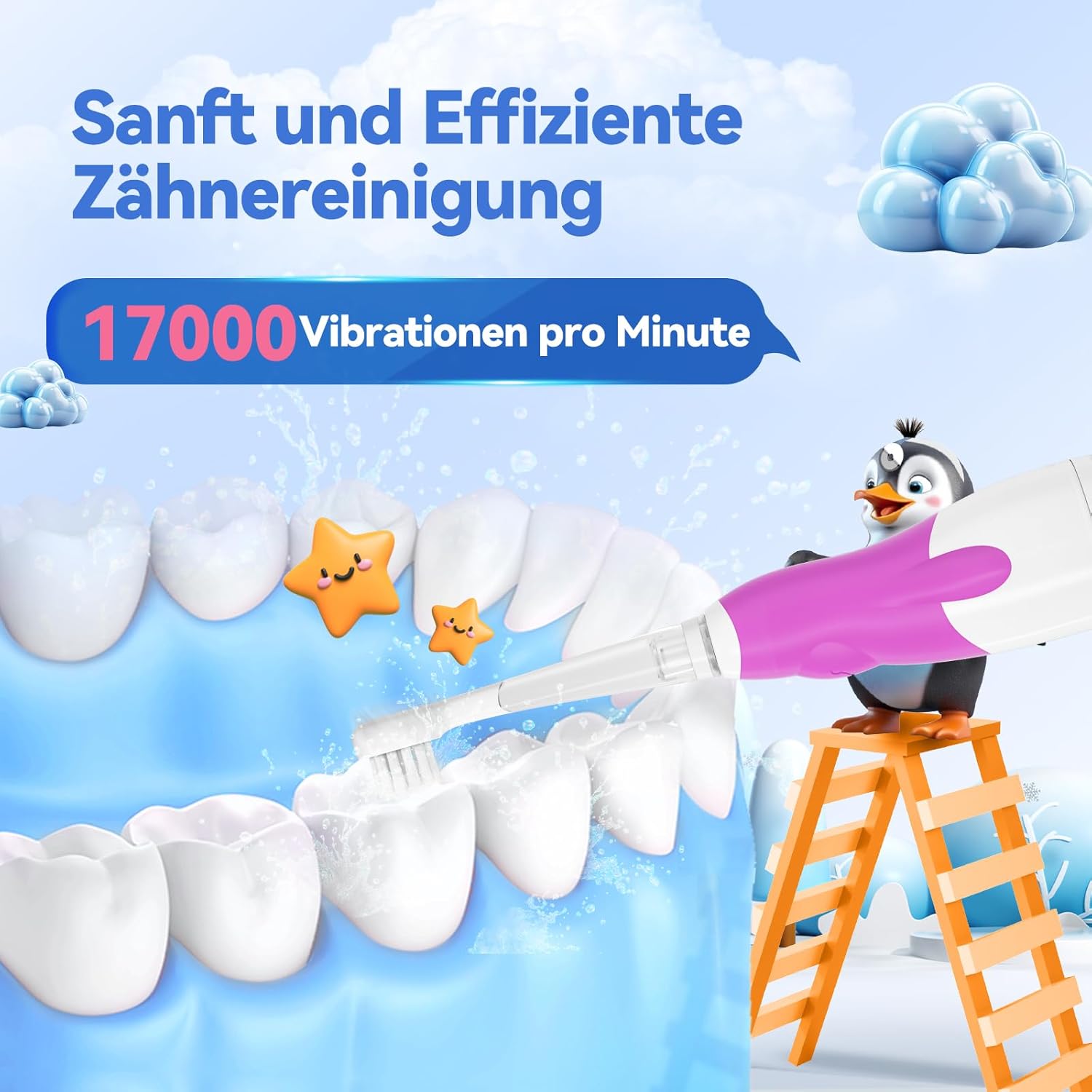 Thumbnail 2 de Seago Elektrische Zahnbürste Kinder 0–3 Jahre mit LED-Licht, IPX7, BPA-frei, SG513 (Lila Rosa)