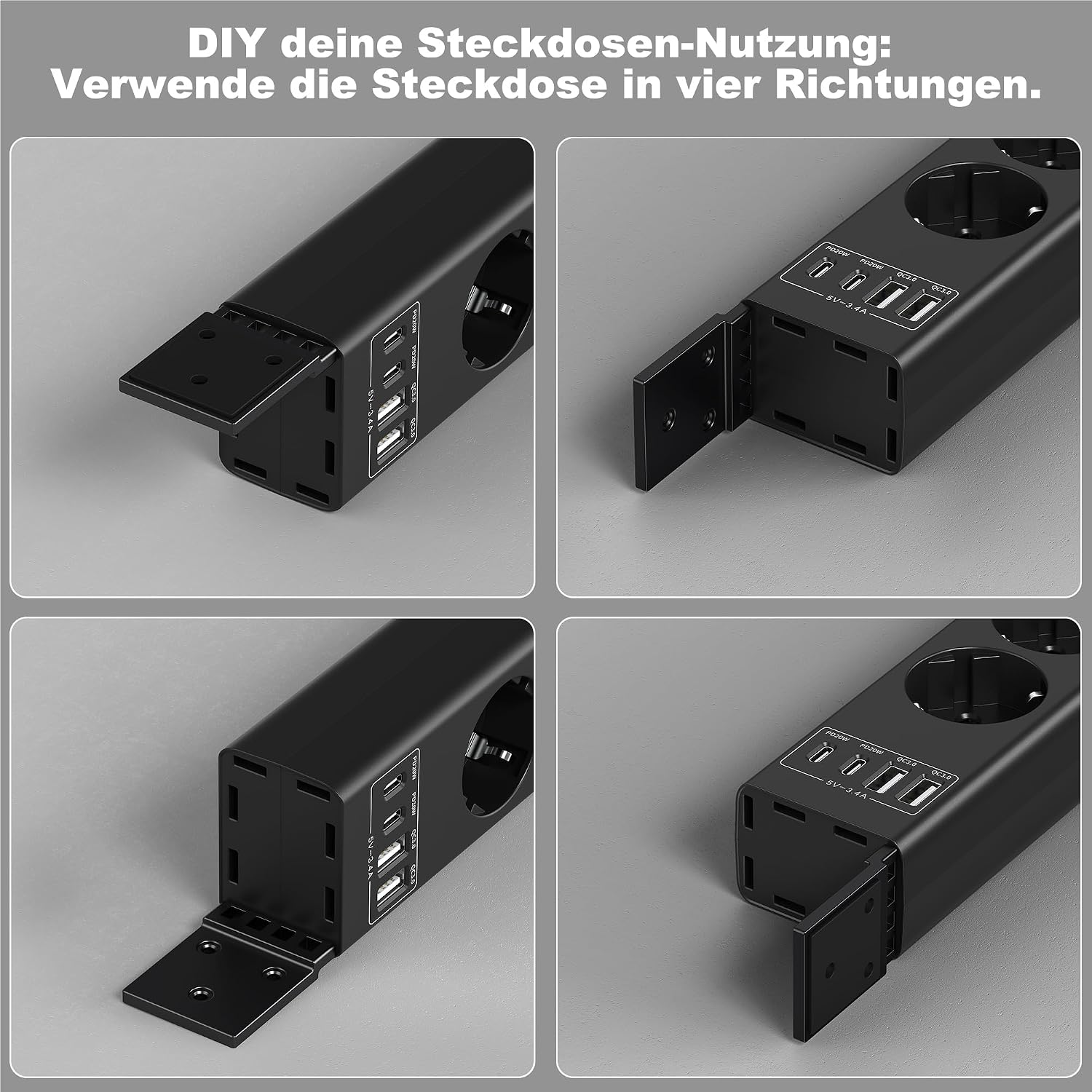 Detalle 2 de Untertisch-Steckdosenleiste mit USB-C 20 W