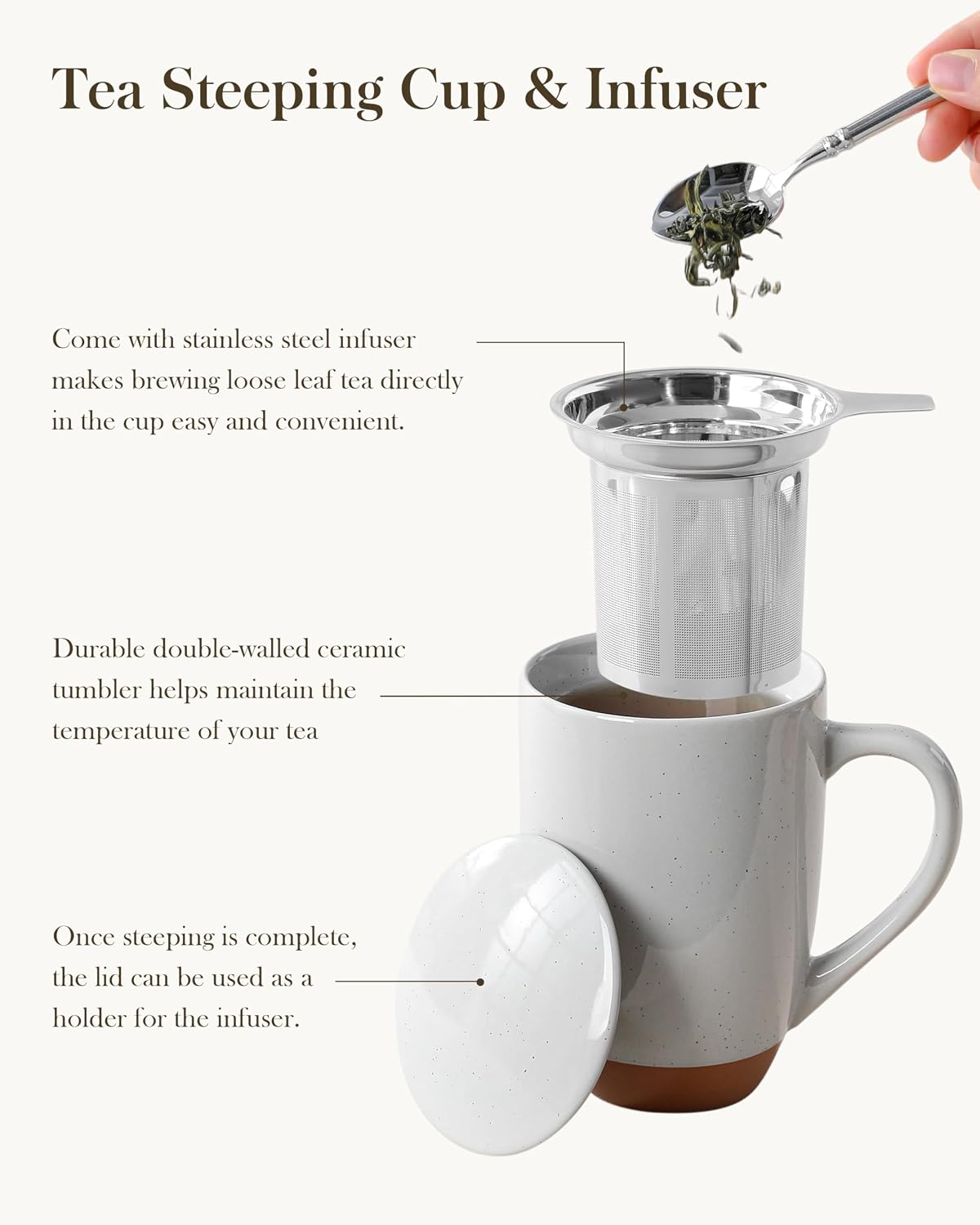 Thumbnail 4 de MALACASA Ceramic Tea Mug, 18 oz