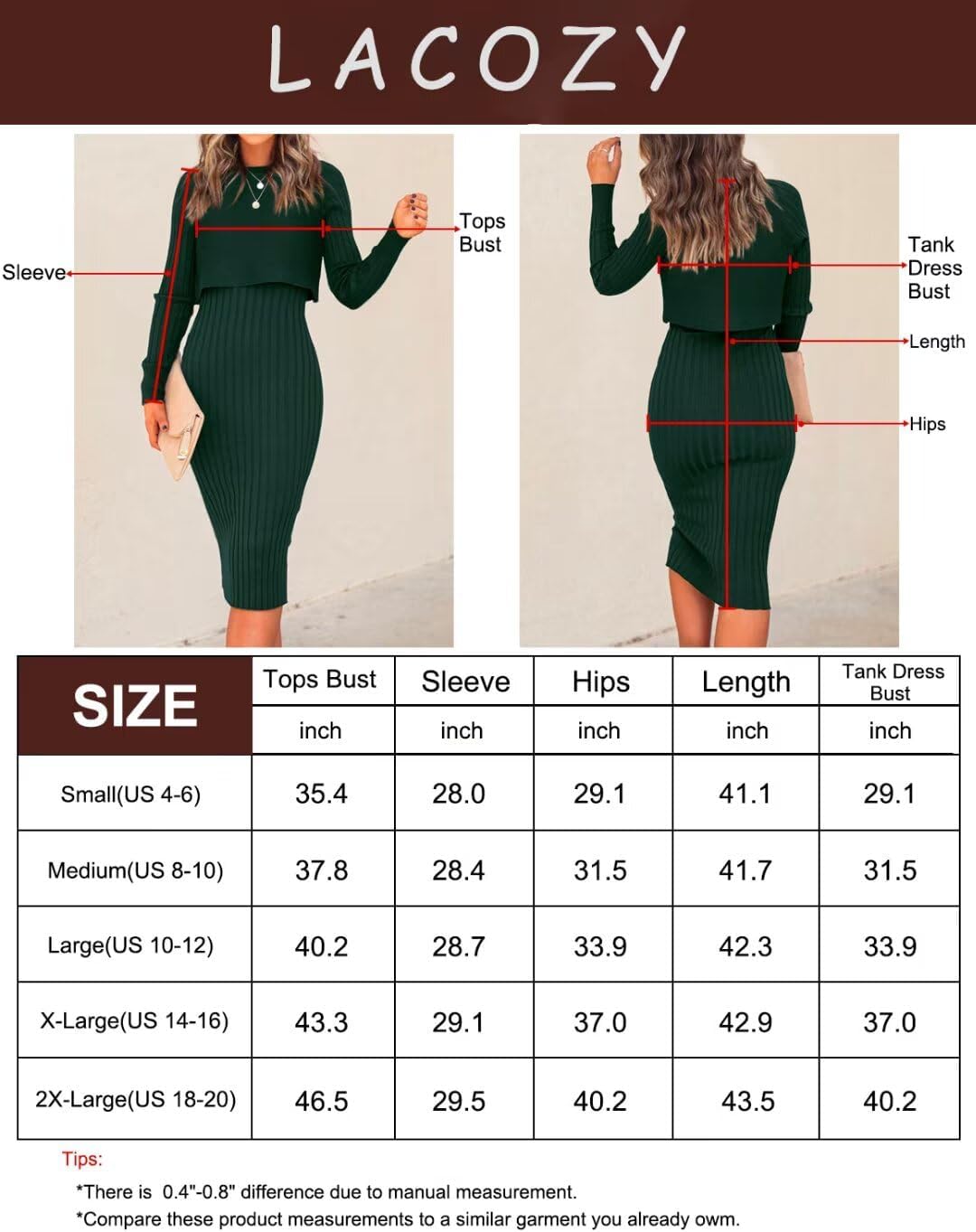 Thumbnail 4 de LACOZY Women's Ribbed 2‑Piece Midi Dress Set