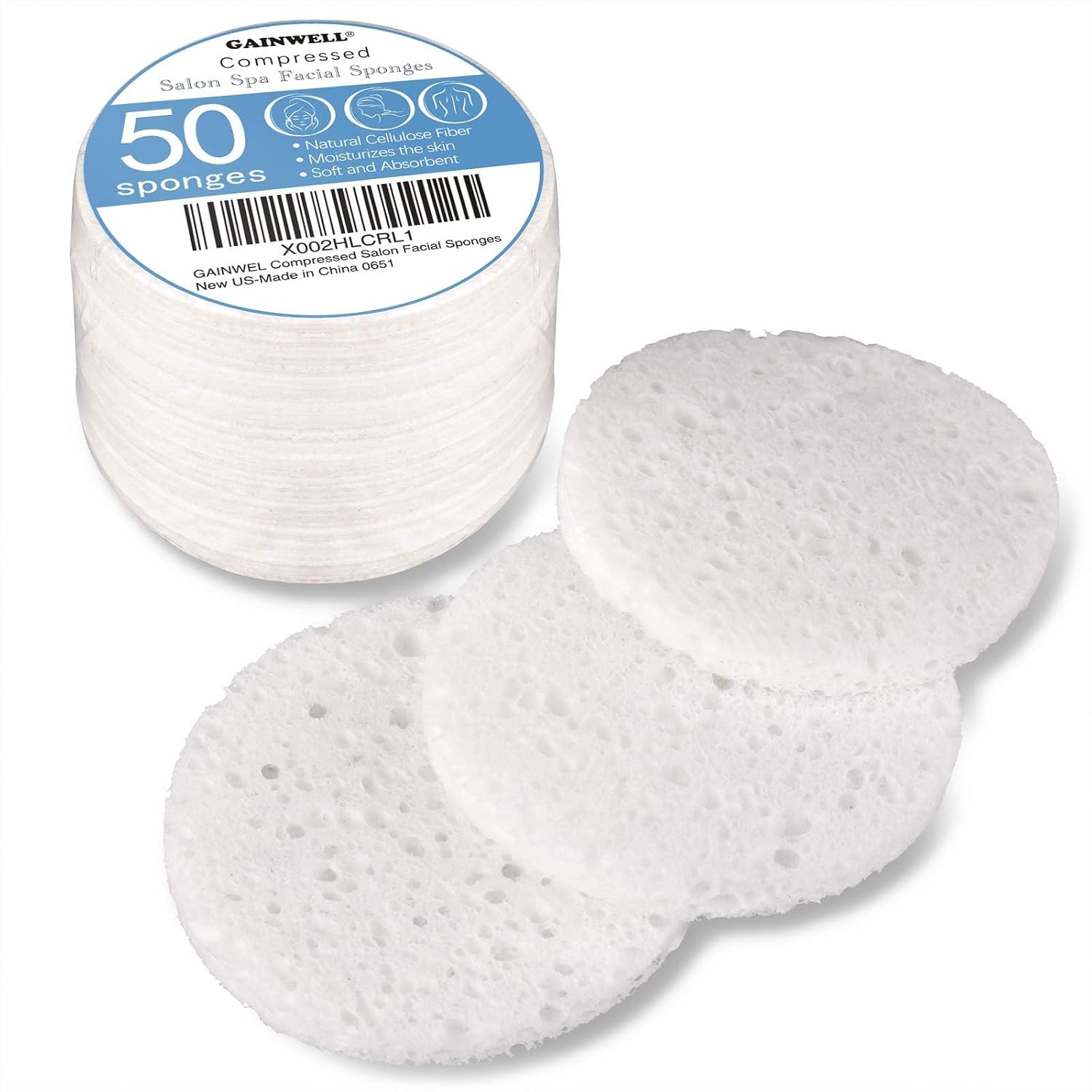 Detalle de GAINWELL 50-Count White Facial Sponges