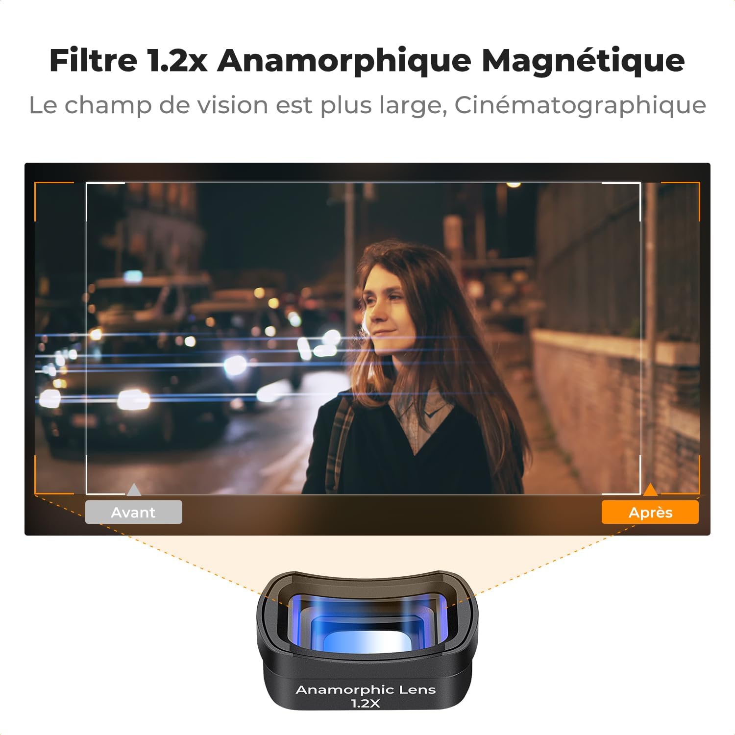 Detalle de K&F CONCEPT Filtre 1.2X Anamorphique & Grand Angle Magnétique pour DJI Osmo Pocket 3