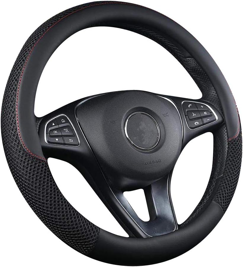 Thumbnail 2 de ISTN unisex anti-slip ice silk steering wheel cover (black) – breathable, waterproof microfibre leather
