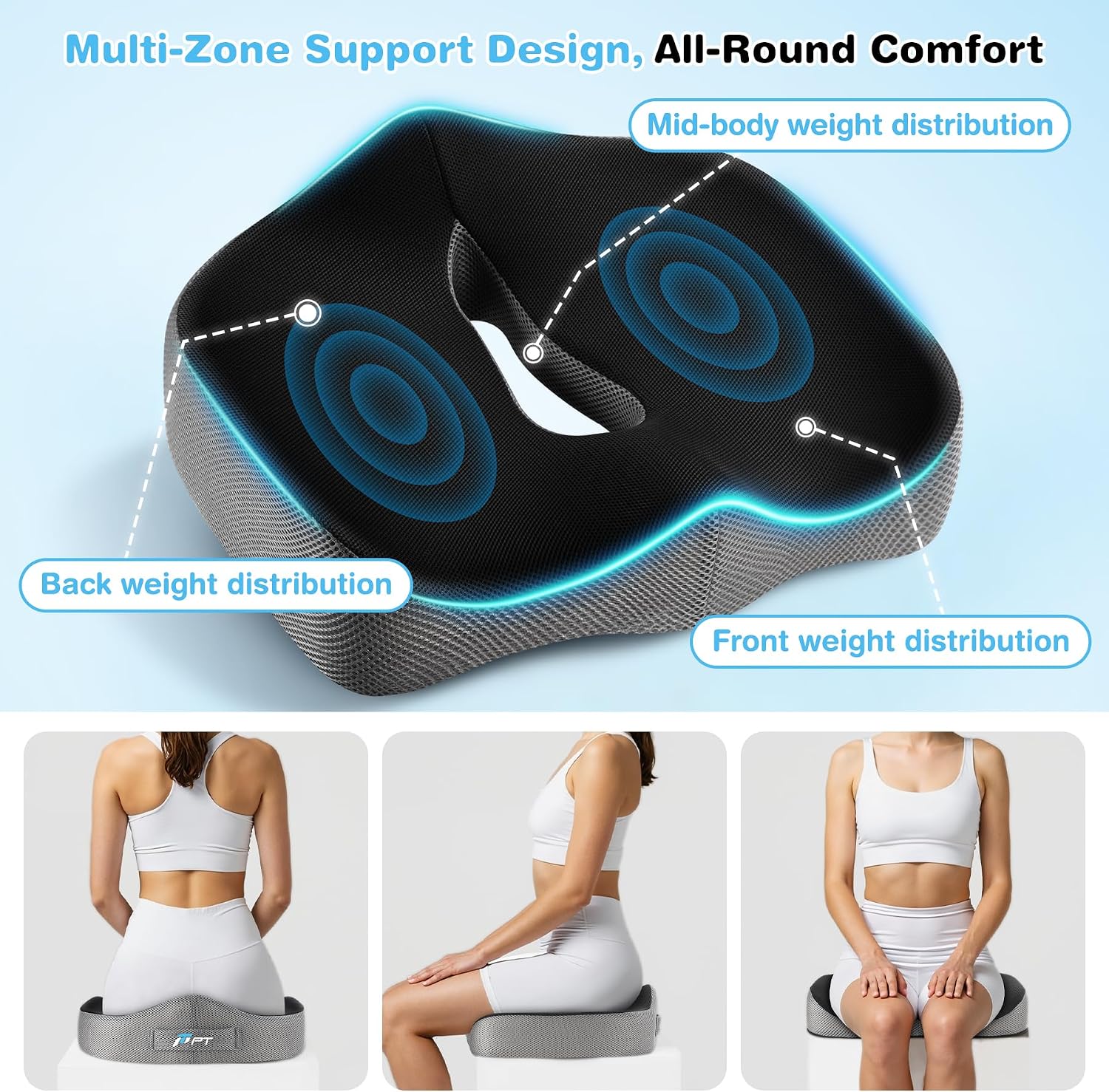Detalle de POOTACK memory foam seat cushion pad