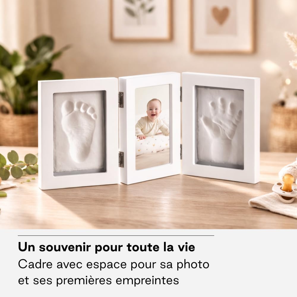 Detalle de Jané Cadre Empreinte Bébé avec Photo – Cadre blanc épuré avec pâte à modeler incluse