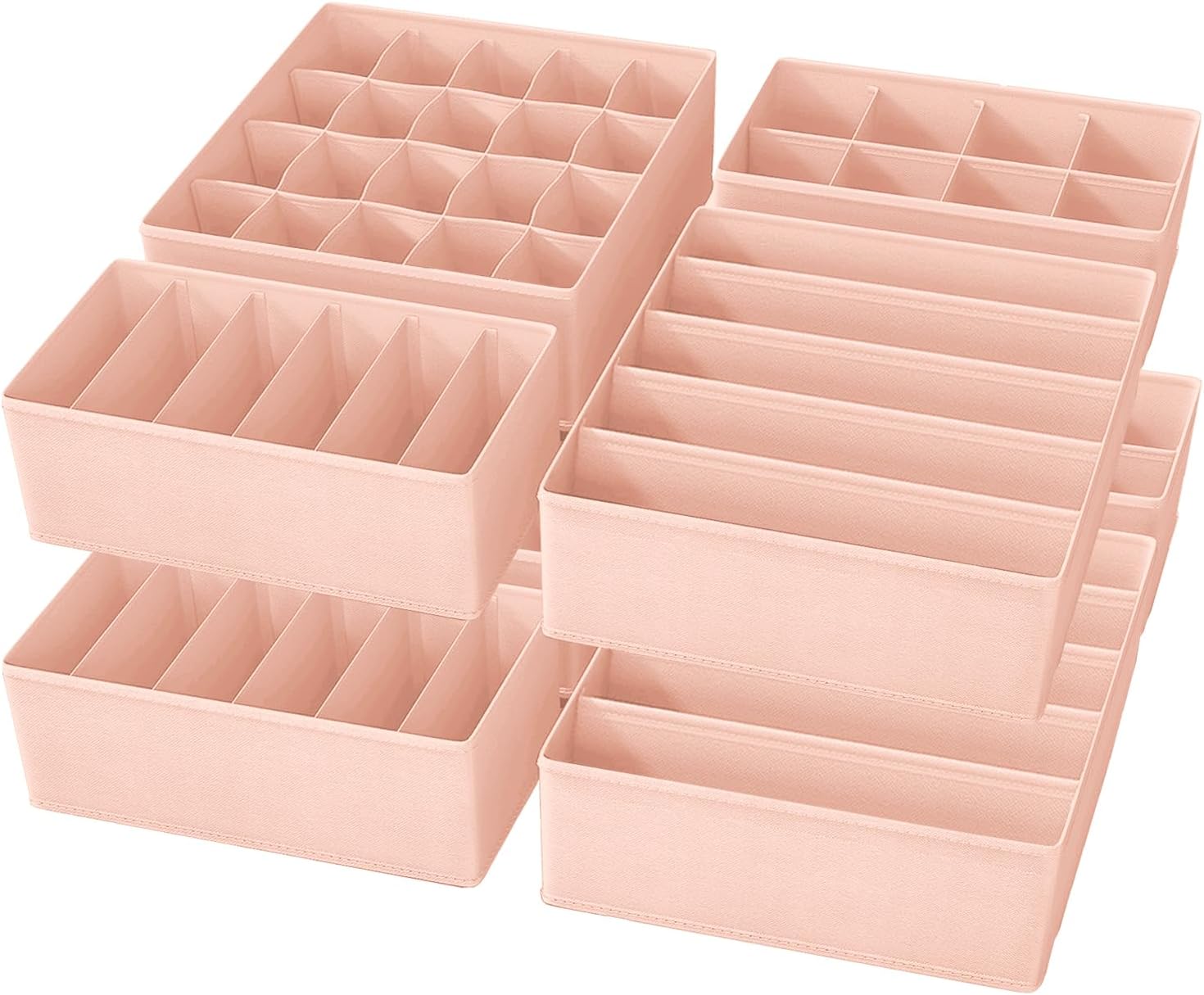 Detalle de Yucch 8er Set Unterwäsche Organizer – faltbare Stoffboxen für Schubladen in Rosa