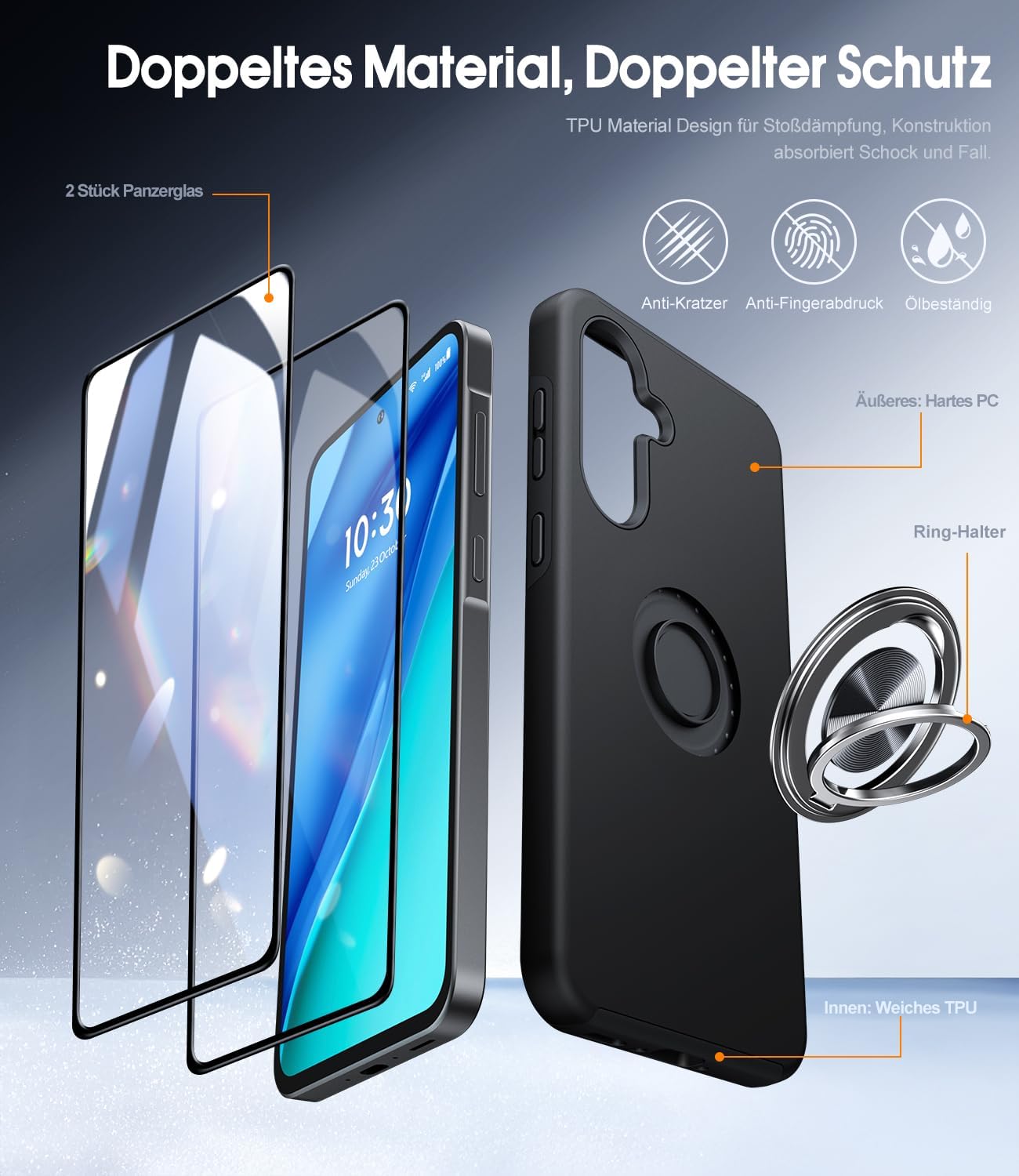 Thumbnail 6 de AOUIA Galaxy A56 5G Hülle mit 360° Ring