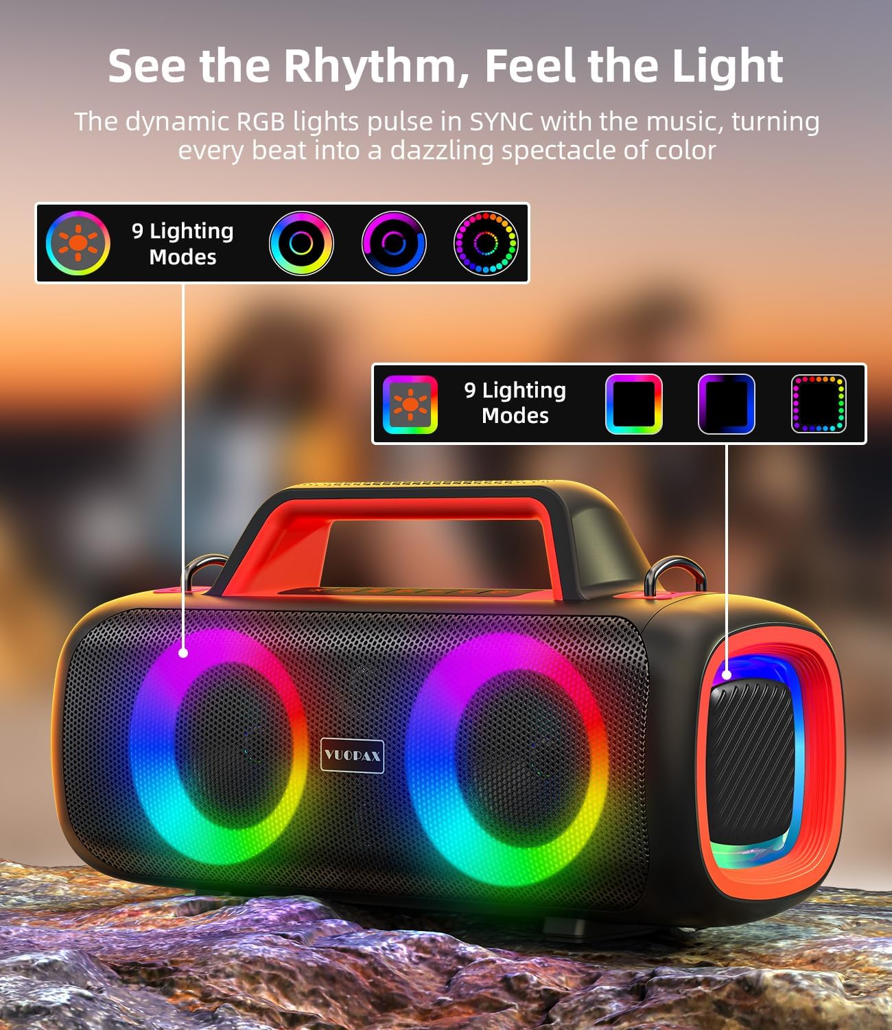 Detalle 2 de VUOPAX Altavoz Bluetooth 140W portátil
