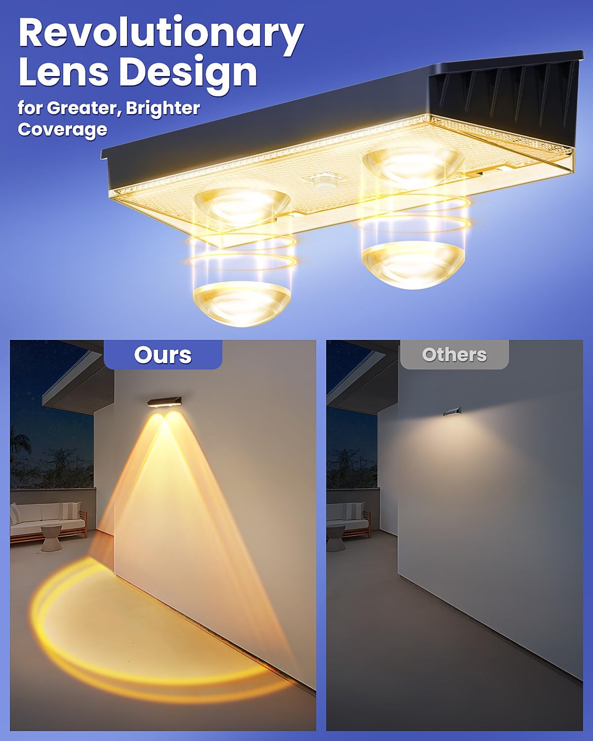 Thumbnail 3 de CLAONER Solar Fence Lights Outdoor Garden (Warm White & RGB), IP65 Waterproof, 4 Pack