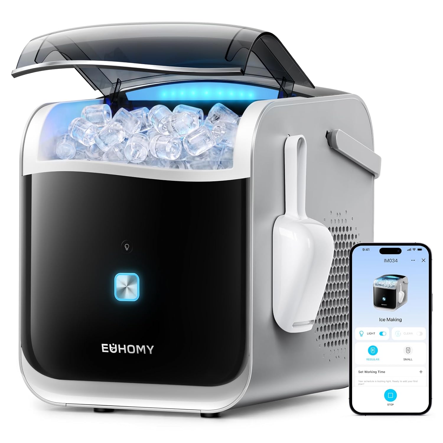 Detalle de EUHOMY IM034-B Countertop Ice Maker with App/Alexa Control and Two Bullet-Ice Sizes