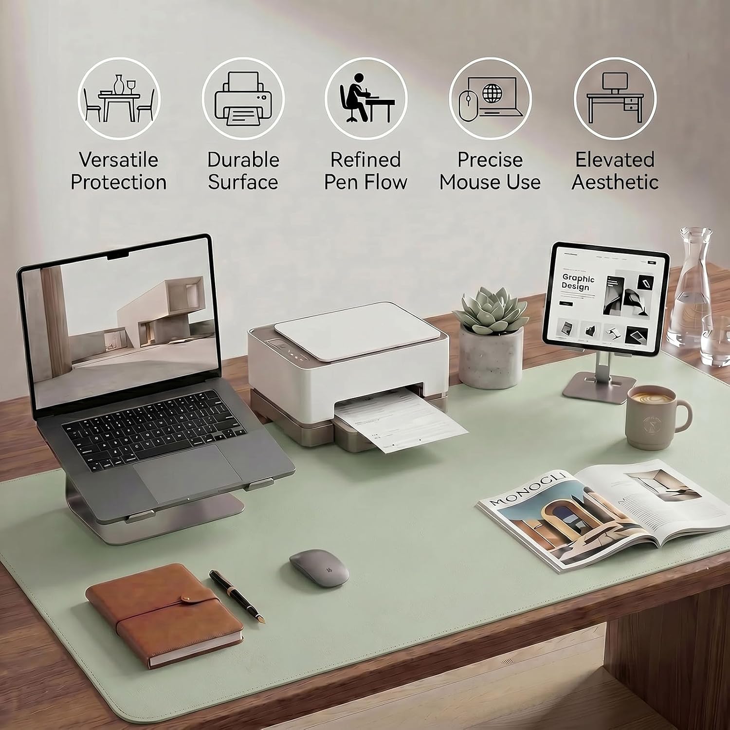 Thumbnail 4 de PROMATTOO Large Non-Slip Desk Mat: Waterproof Vegan Leather Desk Pad & Mouse Mat (80 x 40 cm)