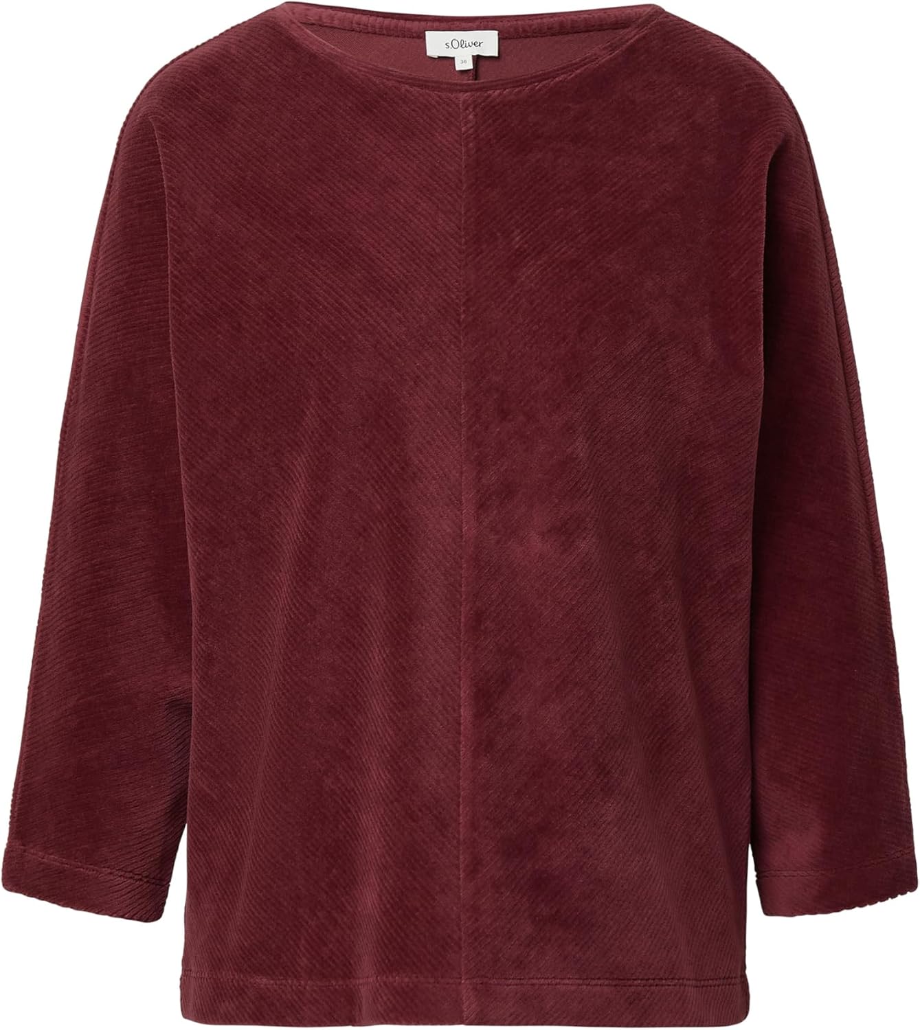 Detalle 2 de s.Oliver Cord-Shirt mit Teilungsnaht und Fledermausärmeln – lockeres Cord-Shirt aus Baumwollmix