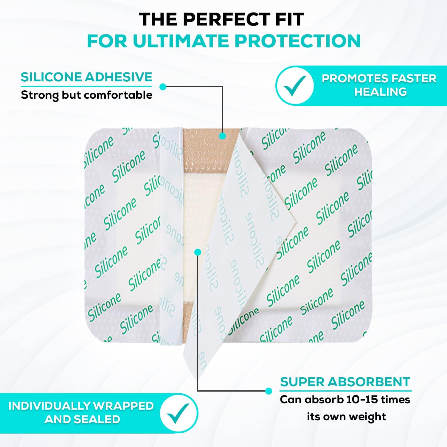 Detalle 2 de MedVance Silicone Foam Dressing (Waterproof Silicone Pad) — Waterproof, Easy Apply Bandages, Box of 5