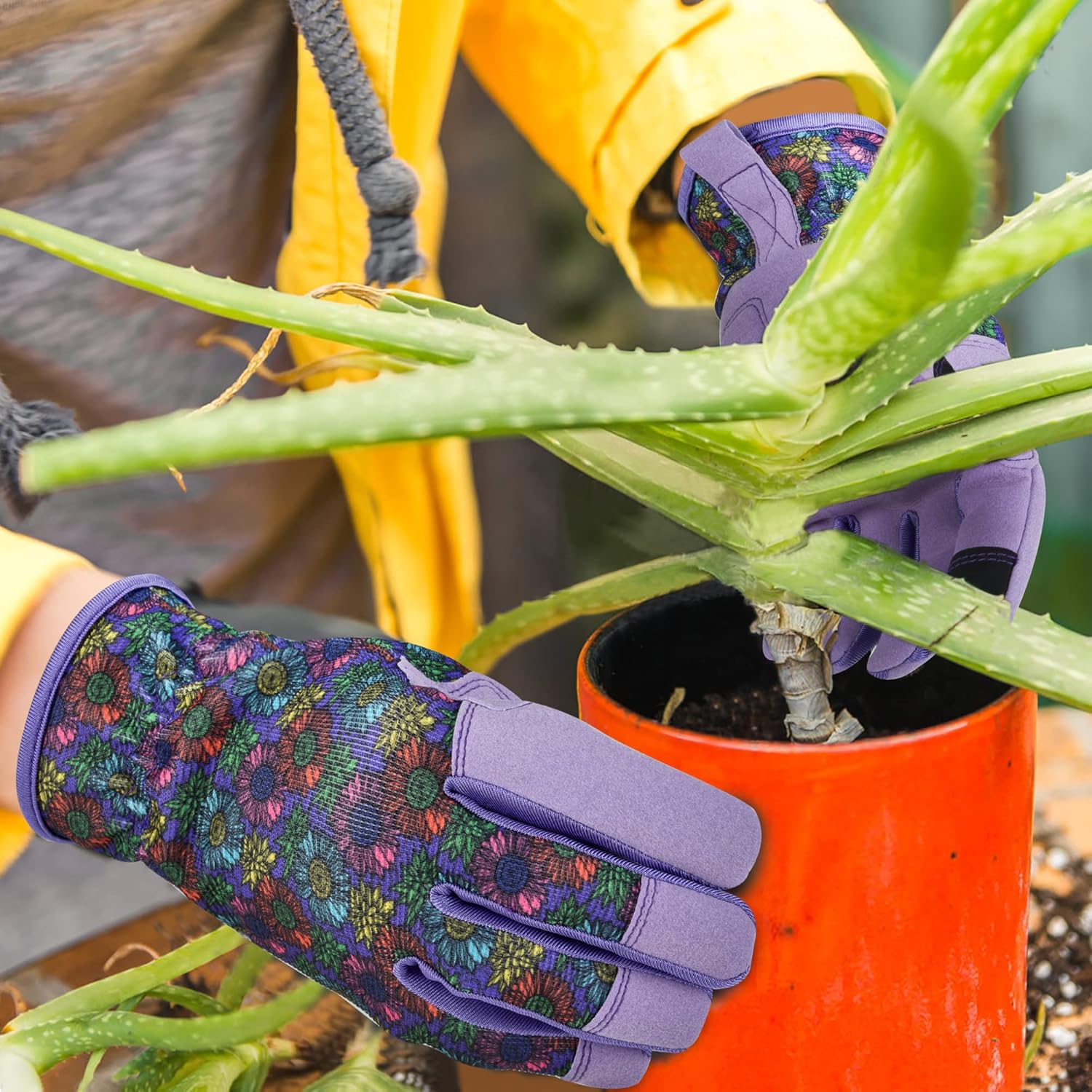 Thumbnail 4 de OIZEN Gartenhandschuhe für Frauen und Männer – Touchscreen-fähige, dornenfeste Gartenhandschuhe, Größe Klein (S), lila Blume