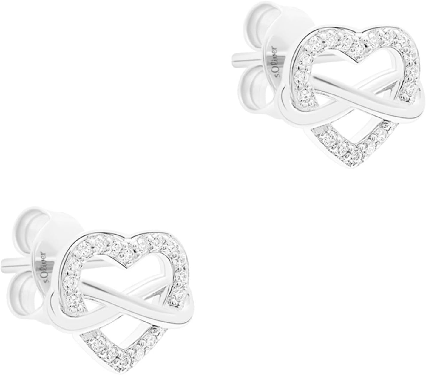 Detalle de s.Oliver Damen Schmuck – Ohrstecker & Creolen aus 925 Silber mit Herz-Infinity Design