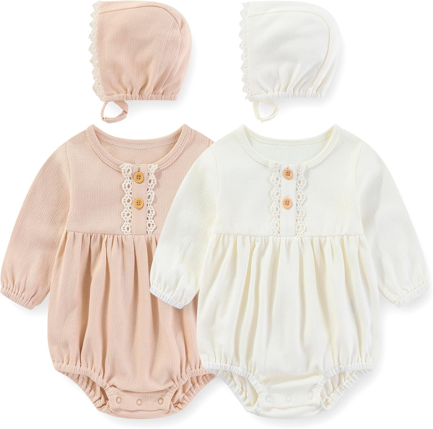 Thumbnail 1 de MAMIMAKA Newborn Cotton Bubble Rompers 4 Pack
