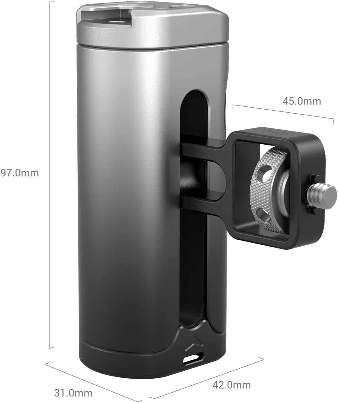 Detalle de SMALLRIG Mini Side Handle for Phone Cage (3894): Up/Down Adjustable, 1/4''-20 Threads & Cold Shoe