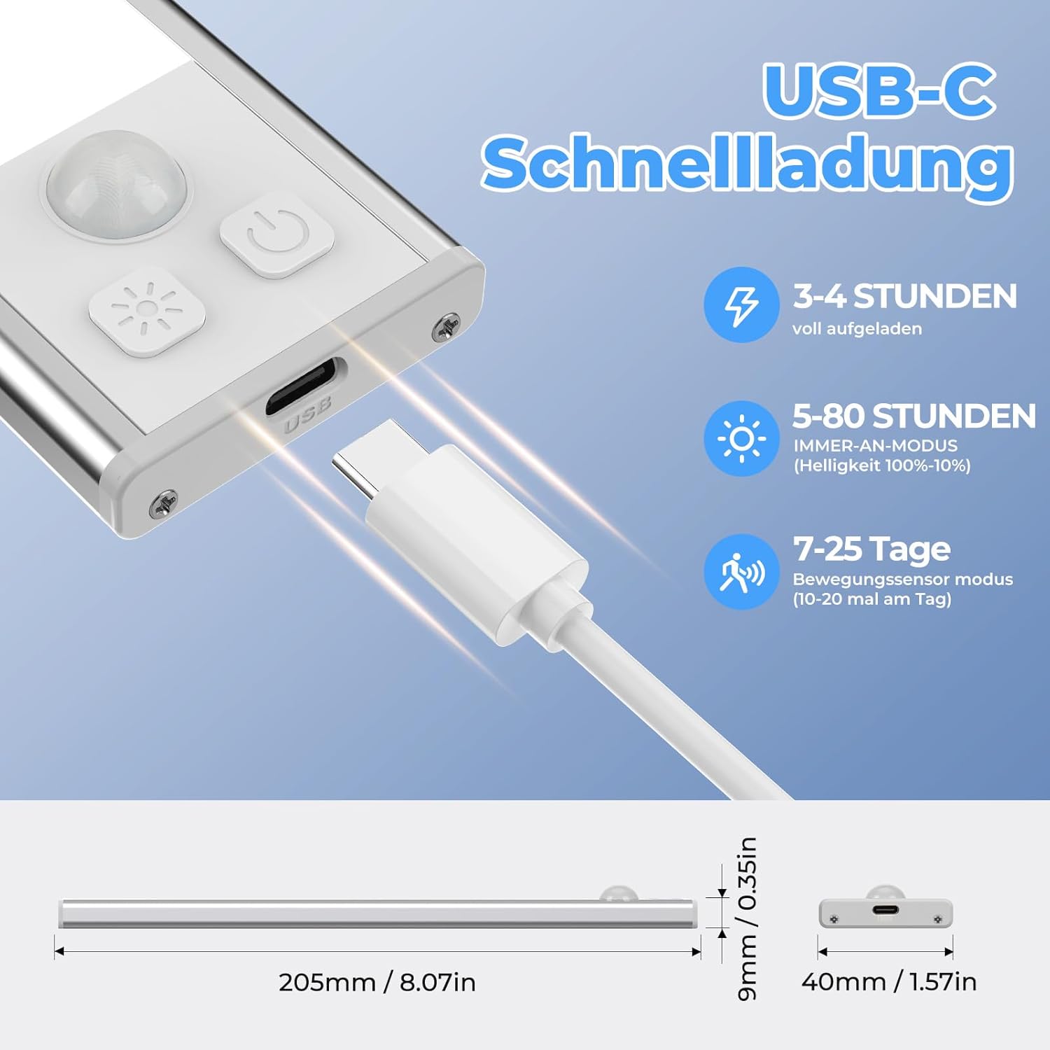 Thumbnail 2 de OUILA Unterbauleuchte 20,5 cm LED mit Bewegungsmelder und USB-C 🍽