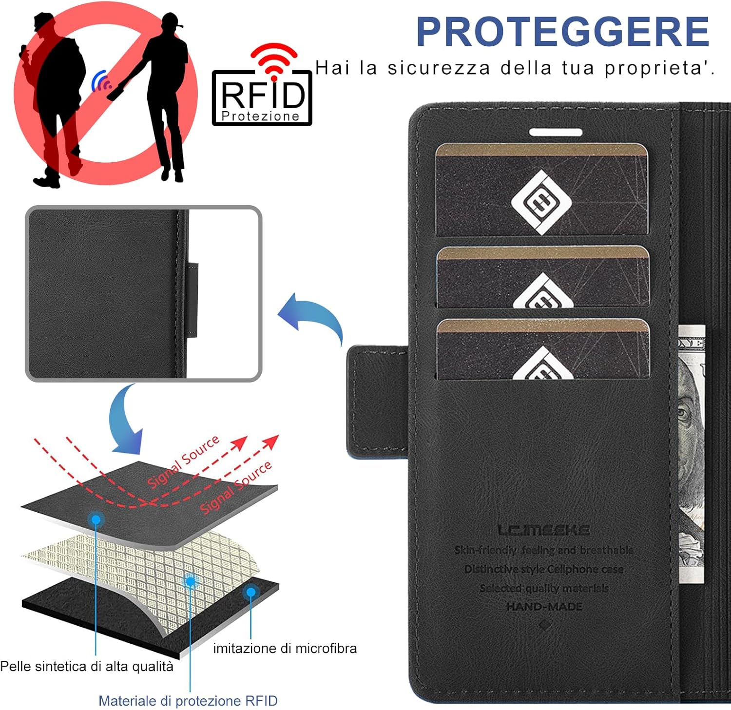 Thumbnail 3 de Giyer Cover per Samsung Galaxy A26 5G – Custodia con Vetro Temperato, Portafoglio RFID e Supporto Flip