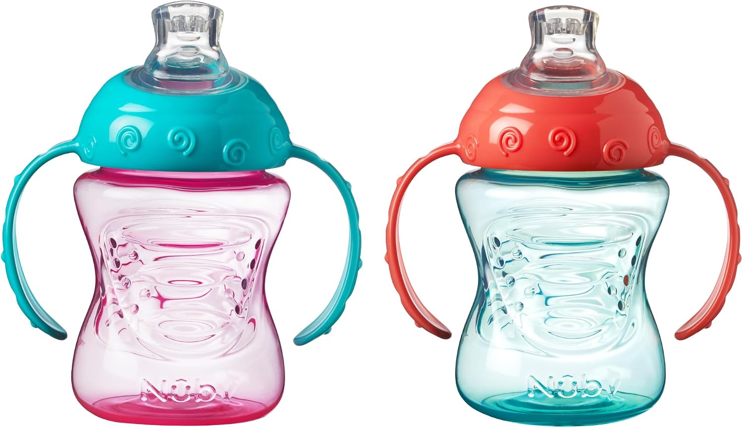 Detalle de Nuby Grip N Sip kubek treningowy 240 ml z miękkim ustnikiem i uchwytami