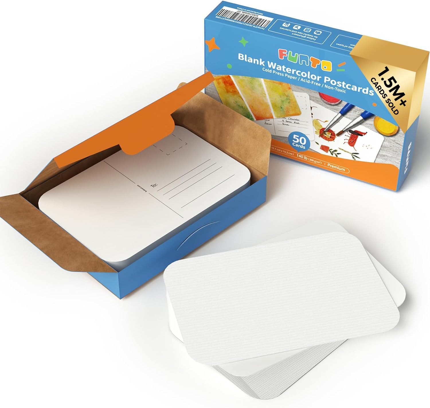 Thumbnail 3 de Funto Blank Watercolor Cards and Envelopes (50 Cards, 5x7 in) — Acid-Free 140 lb Paper