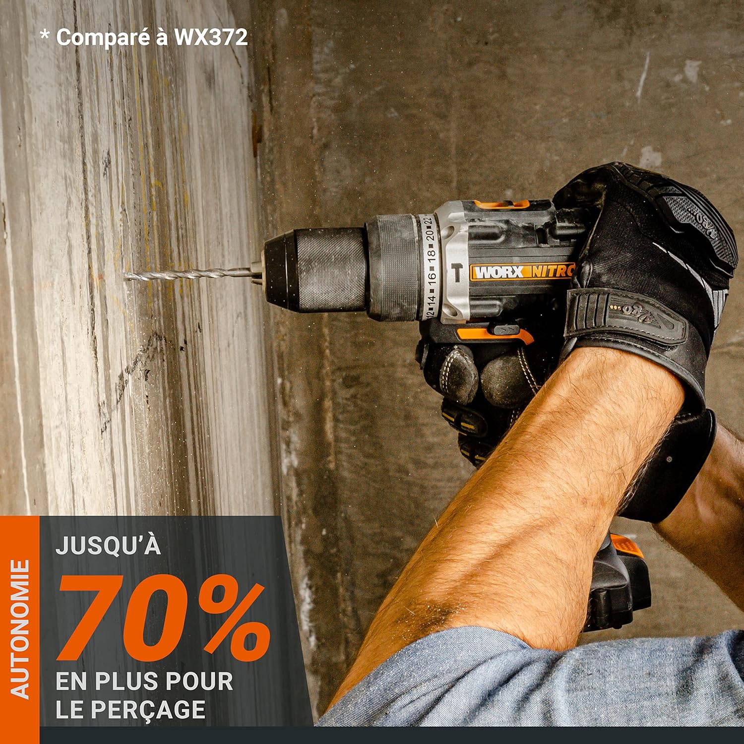 Thumbnail 2 de WORX WX352 Perceuse à Percussion Sans Fil 20V — Puissance et mobilité avec 60 Nm