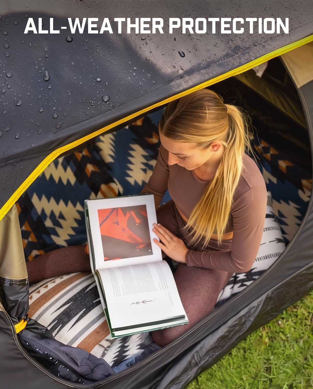 Detalle de FanttikOutdoor Zeta C2/3/4 Camping Tent: Instant Setup, All-Weather Shelter for 2–4