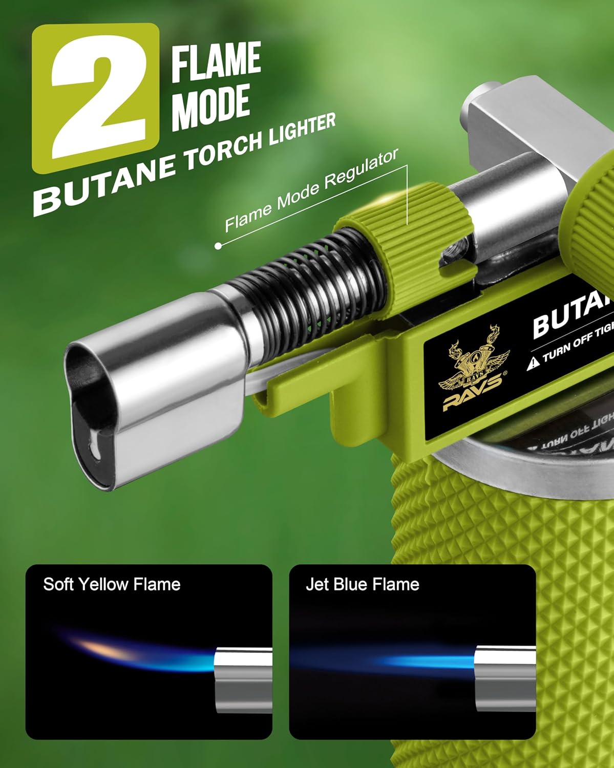 Detalle 2 de RAVS Dual Flame Butane Torch Lighter: Refillable Kitchen Torch with Adjustable Flame