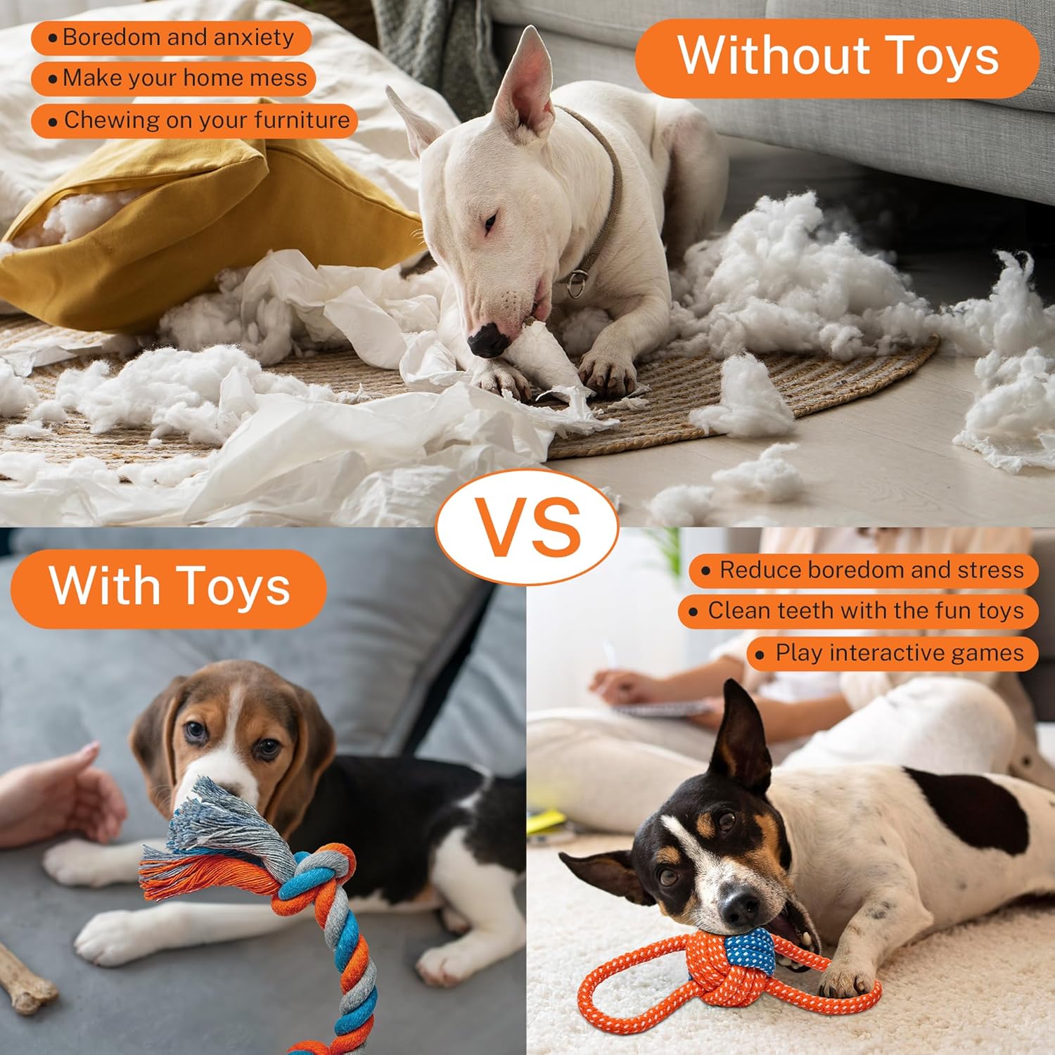Thumbnail 6 de Toozey Dog Toys for Small Dogs: 8-Pack Durable Chew and Squeaky Rope Toys