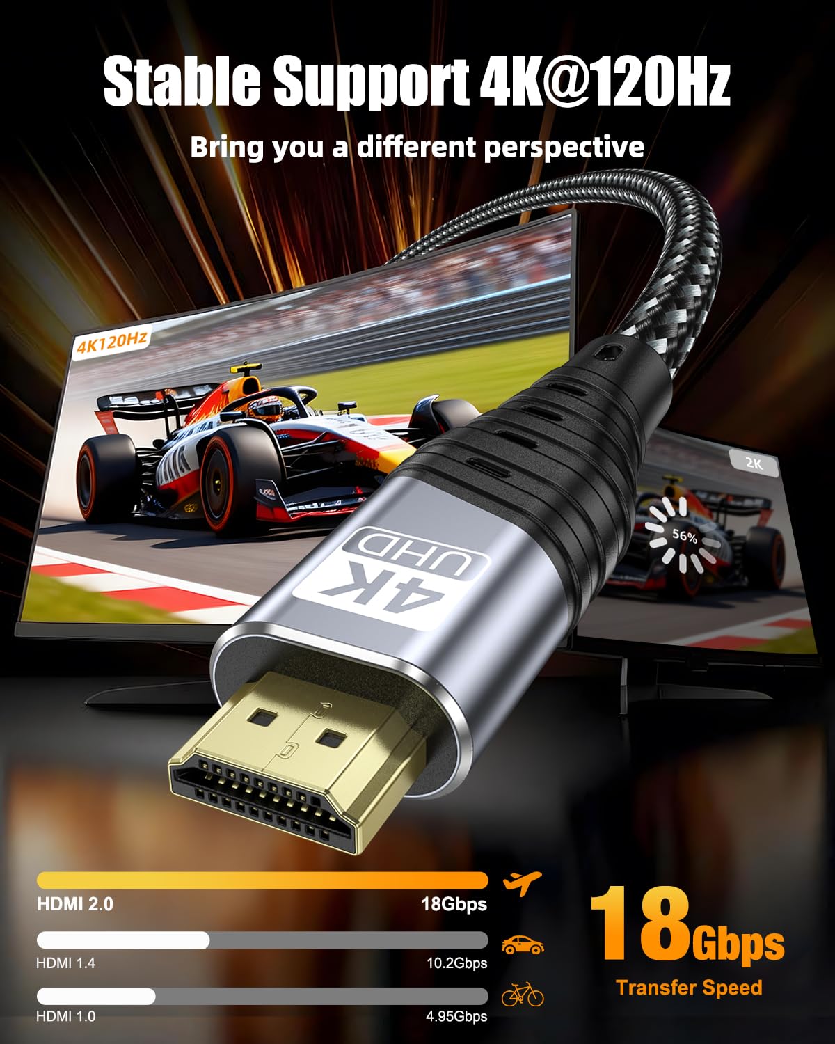 Thumbnail 1 de TEFLOTY 4K HDMI Kabel 10 m (HDMI 2.0, 4K@60Hz, 18 Gbps) mit Ethernet/Audio Rückkanal, ARC & HDR