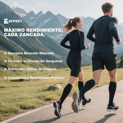 Detalle de Effeet medias de compresión 20-30 mmHg acolchadas, 2 pares para mujer y hombre