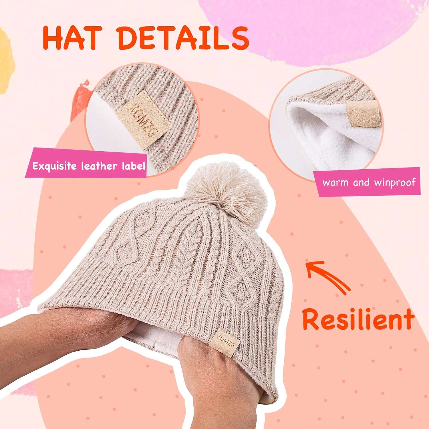 Detalle de Baby Beanie Hat and Scarf Set, 0–36 Months