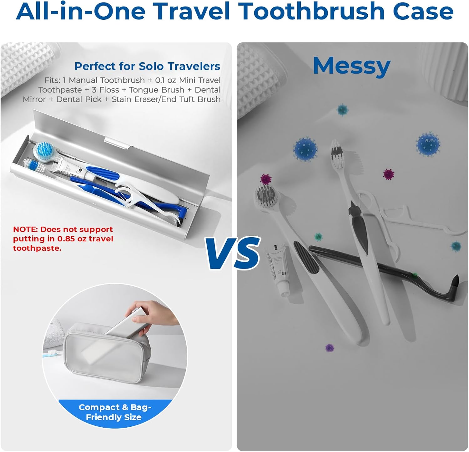 Detalle de Oralphi Wider Aluminium Toothbrush Case – Durable Travel organiser for Manual Toothbrushes