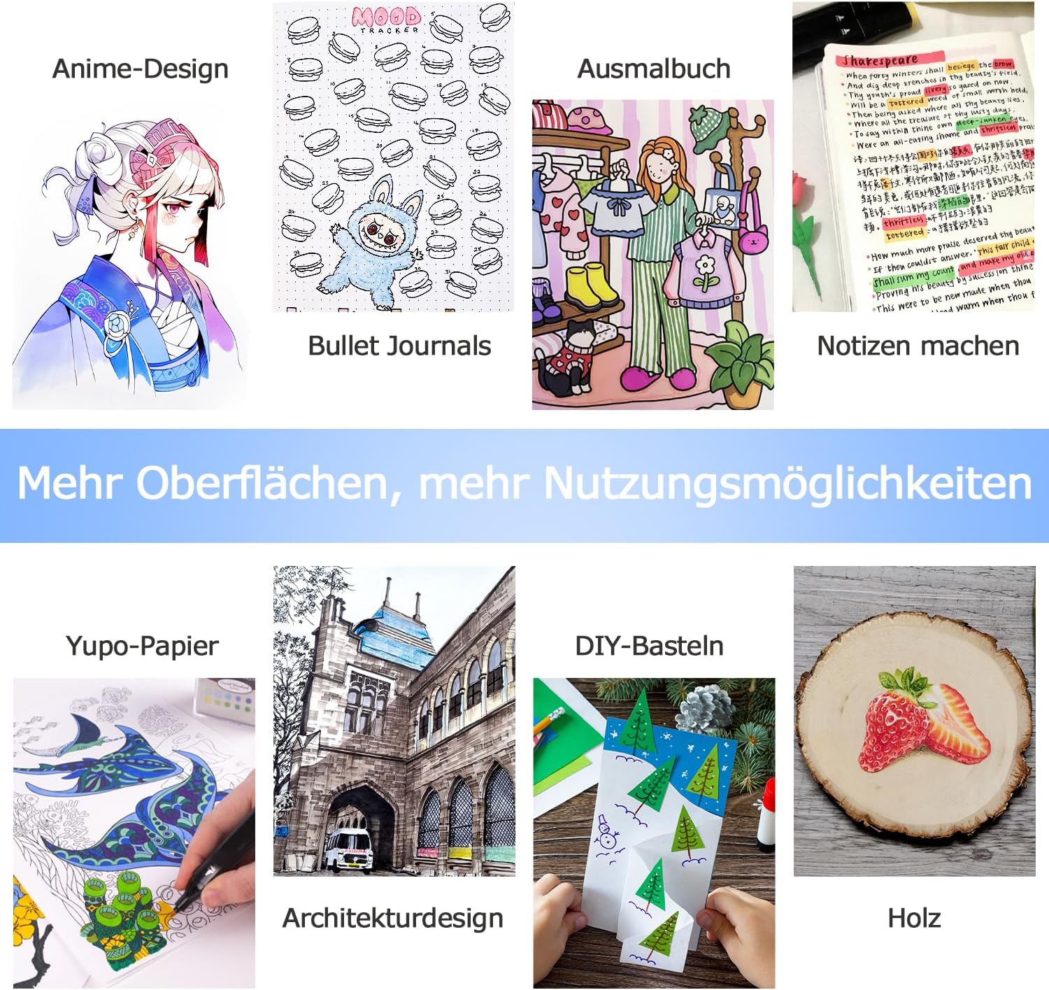 Detalle de Octirst 80 Farben Alkohol Marker Set mit Twin-Spitzen – 80 permanente Marker für Manga, Design & Coloring Books