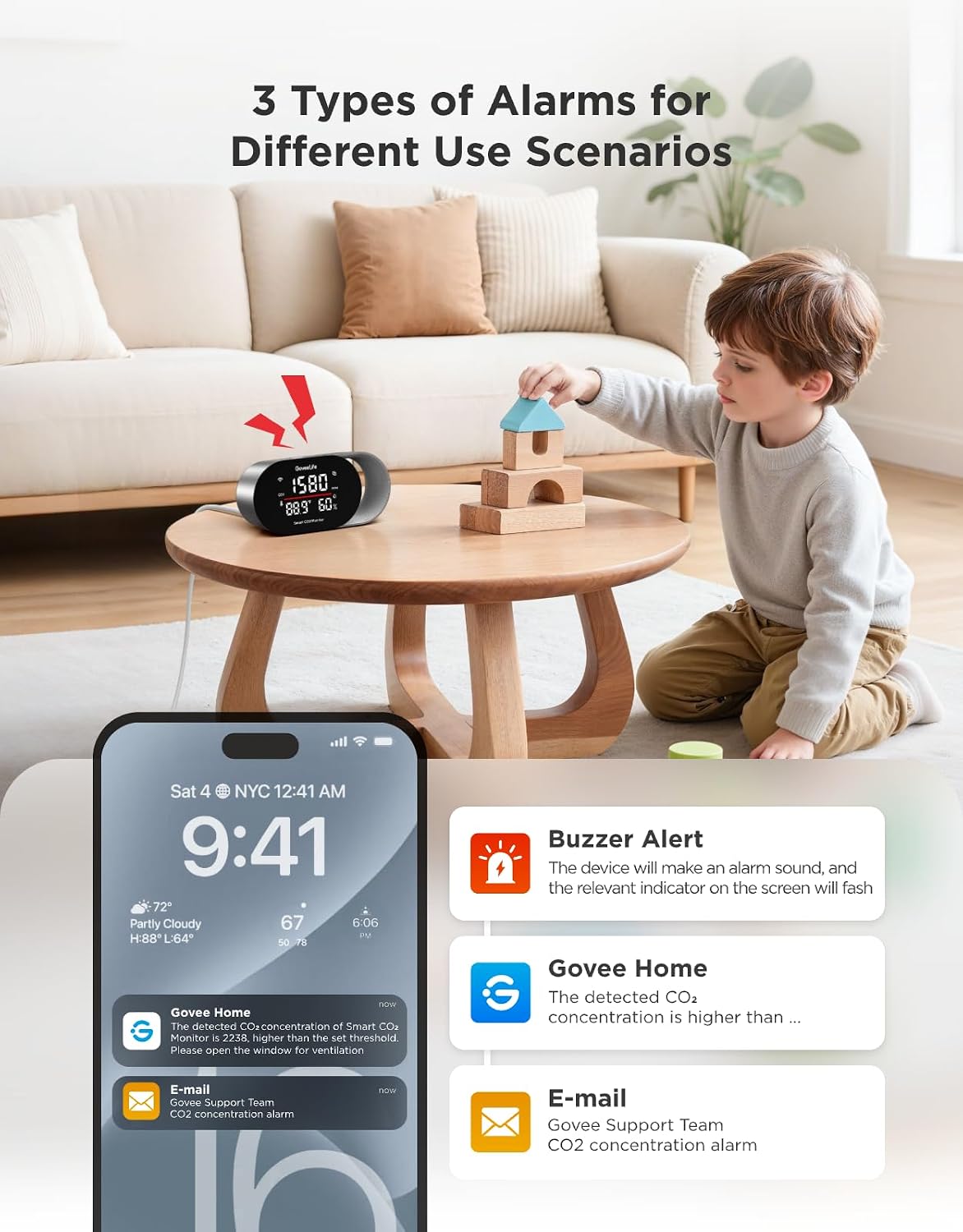 Thumbnail 6 de GoveeLife H5140 Smart Air Quality Monitor with CO₂, Temperature and Humidity Display