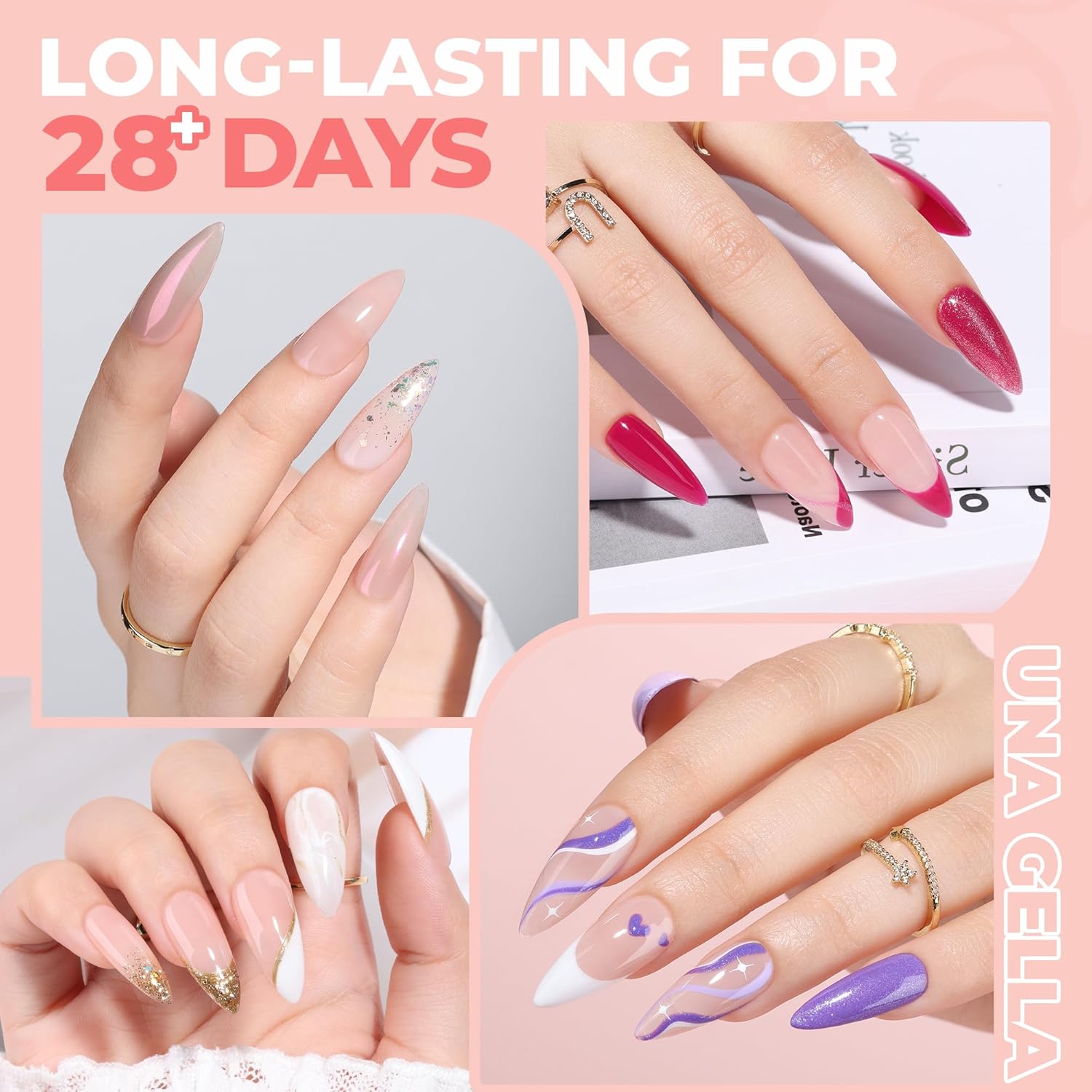 Thumbnail 1 de UNA GELLA Stiletto Medium Nagel Tips – 312 Stück, Full Cover, Pre-buff, Halb-matt, No C Curve, 12 Größen