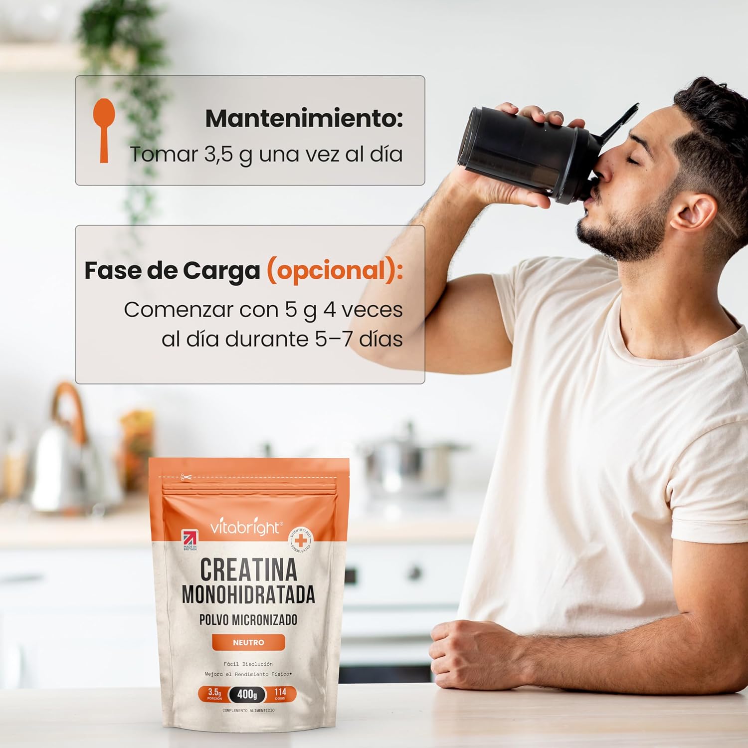Detalle 2 de Vitabright Creatina Monohidratada polvo 400 g