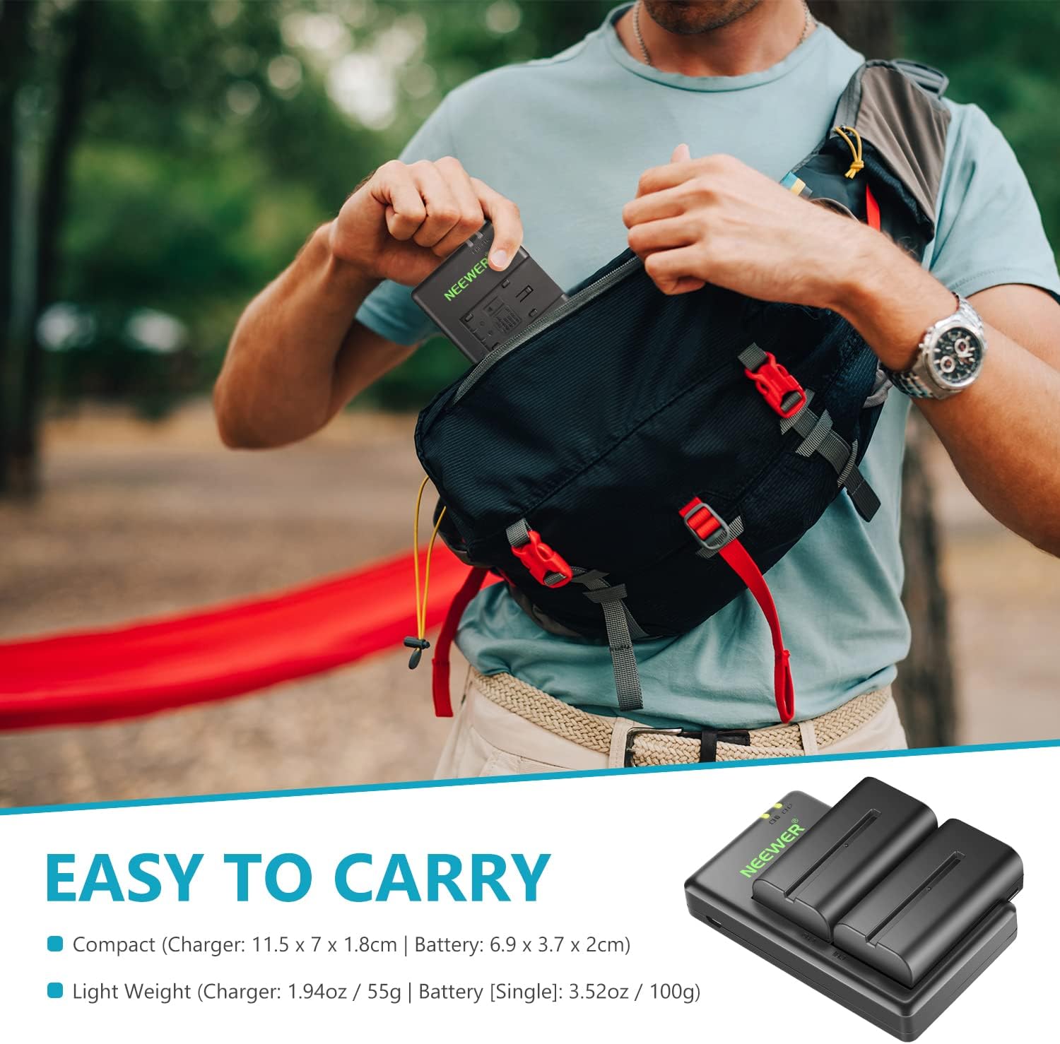 Thumbnail 6 de NEEWER set batterie NP-F550 (2x) e caricatore USB doppio slot con monitor LED