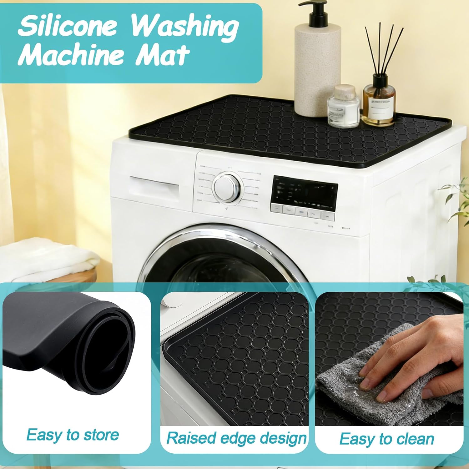 Detalle de SZTCECDM XYJD003_50x50_FW_GY Silicone Appliance Mat, 19.7 x 19.7 Inches