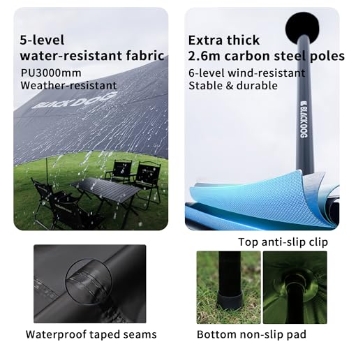 Thumbnail 5 de Windhike Blackdog Camping Zeltplane 26/60 m² Schattenfläche – robustes Tarp mit UV-Schutz