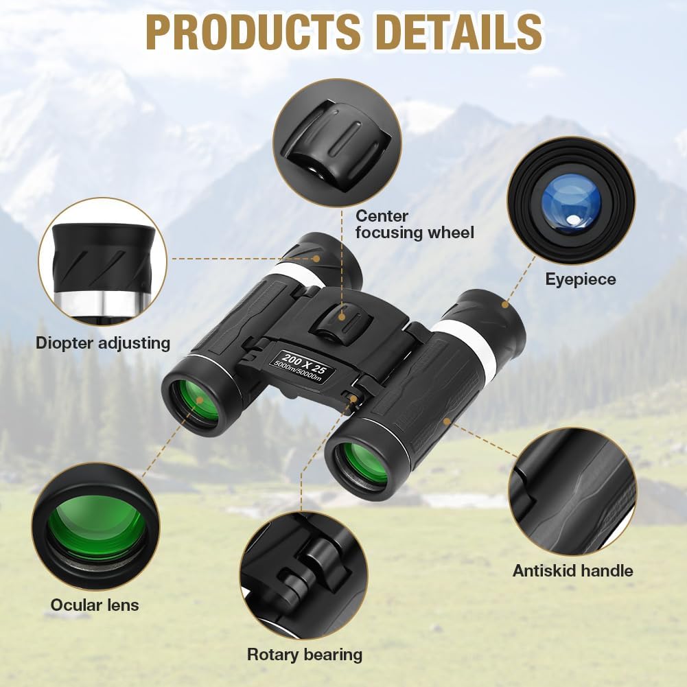 Thumbnail 4 de OFFCUP 200x25 Compact Binoculars: High Power, Ultra-Portable Pocket Binoculars