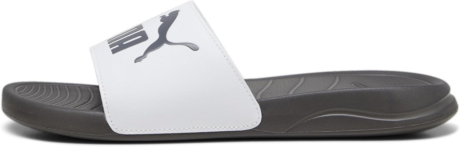 Detalle de PUMA Popcat 20 Sandales à enfiler – Unisex, White Dark Coal, 35.5 EU